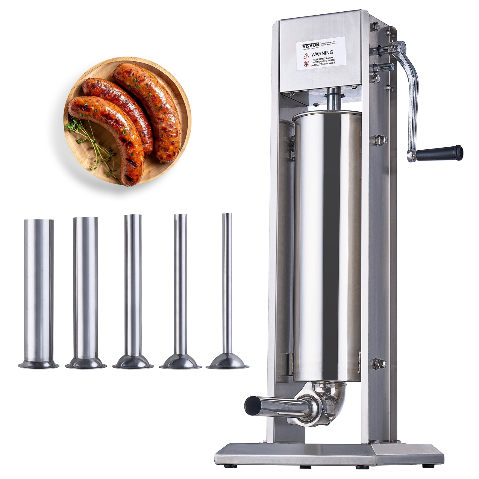 VEVOR KBJHS500W110VLWX3V1 304 Stainless Steel 7 L Vertical Sausage Machine Sausage stuffer