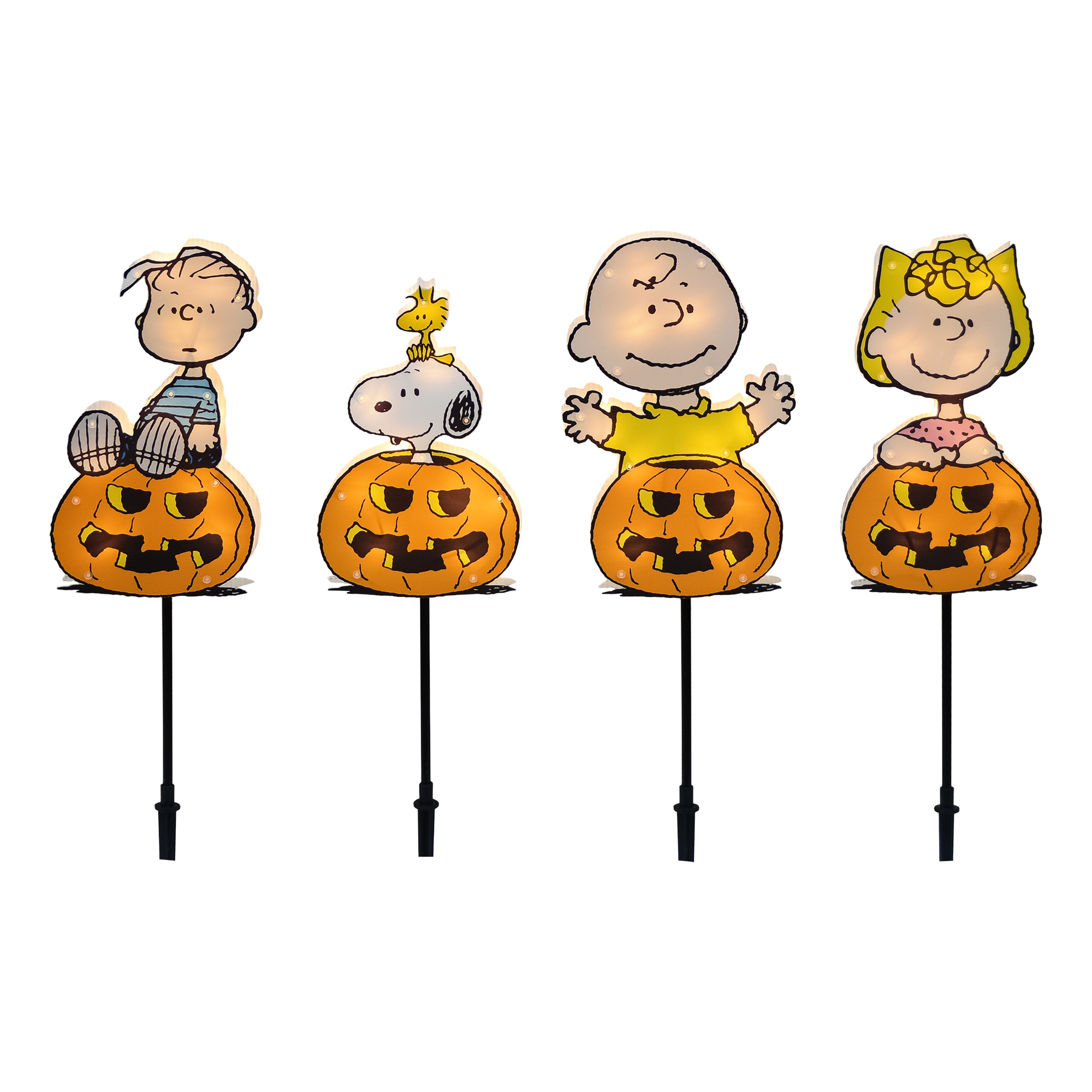 ProductWorks PW-76344 0.67-ft Yard stake Lighted Peanuts Worldwide Peanuts Charlie Brown Jack-o-lantern Pathway marker