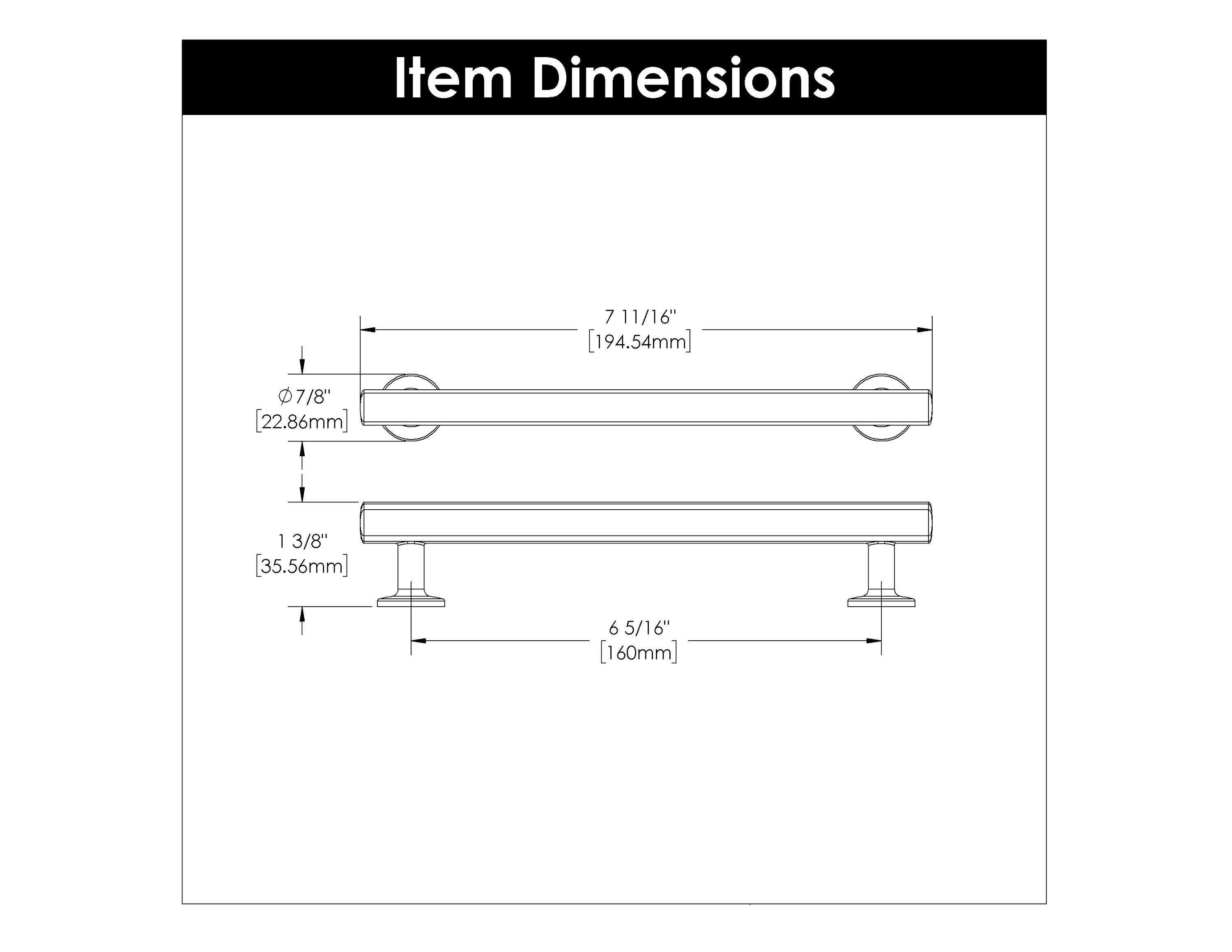 6-5/16 inch (160mm) Piper Cabinet Pull