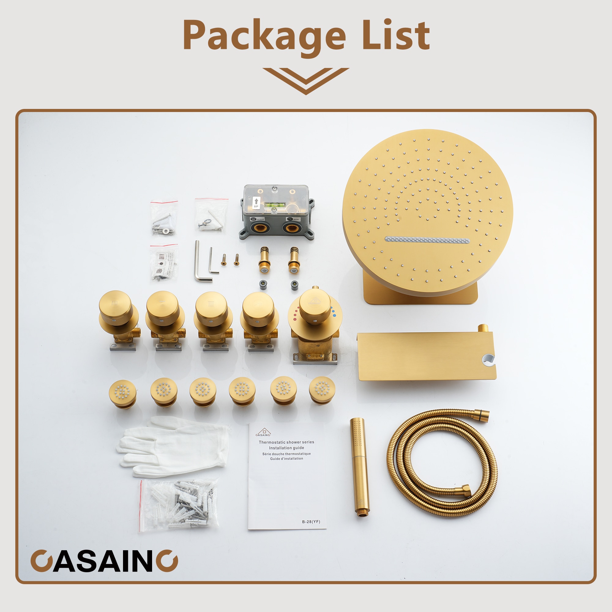 CASAINC KCHS0005-12BG Showerhead-Bar-Panels - View #8