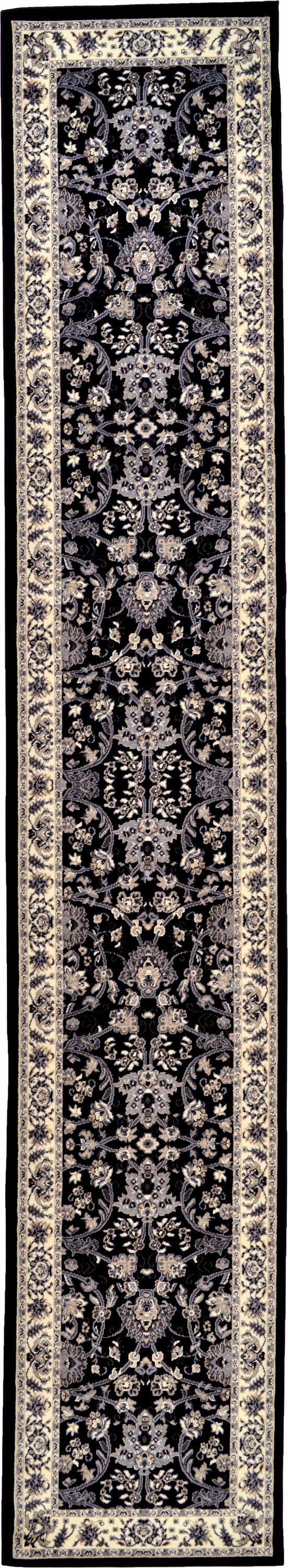 Unique Loom 3119186 Washington Sialk Hill 2 x 16 (ft) Loomed Polypropylene Black/Gray Rectangular Indoor Floral/Botanical Vintage Runner rug