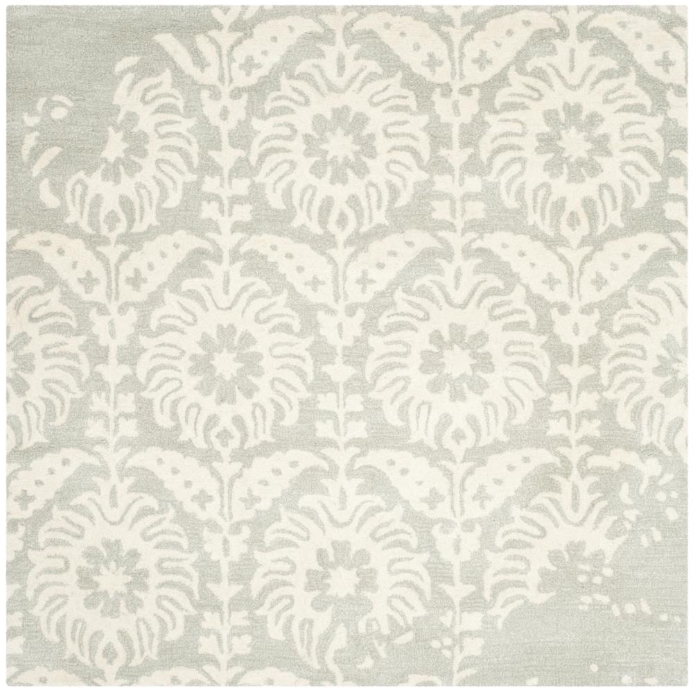 Safavieh BEL125B-5SQ Bella Canna 5 x 5 (ft) Tufted Wool Light Gray/Ivory Square Indoor Distressed/Overdyed Farmhouse/Cottage Area rug