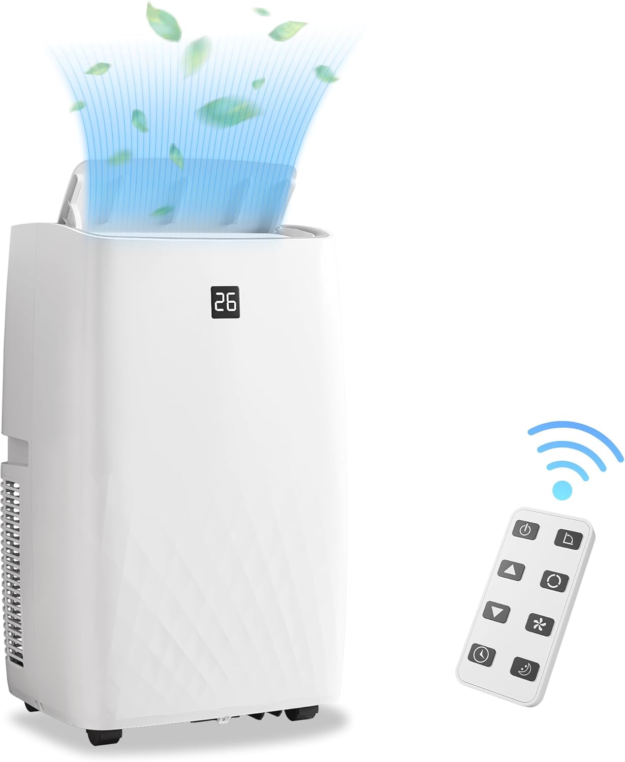 WhizMax PD-PHO-0XJ34SDC Portable Air Conditioner - Dual Motor - 30 Efficiency - 14000 BTU Cooling - Remote Control - 64-90F