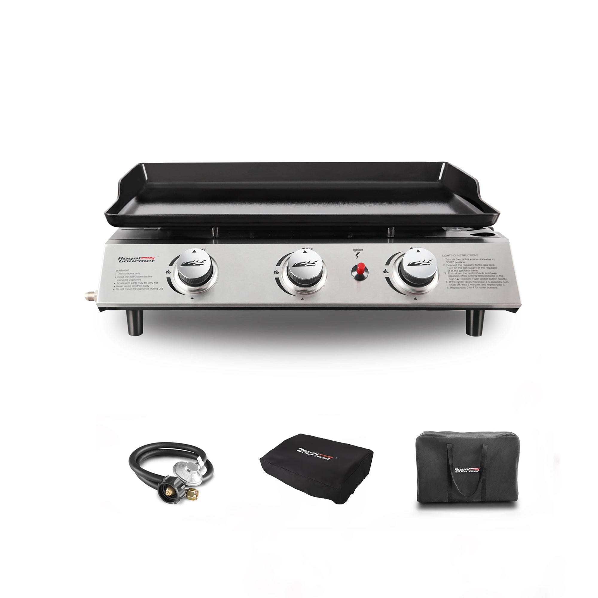 Royal Gourmet Portable Tabletop Griddle Combo 4-Burner Gas Grill Outdoor  Cooking