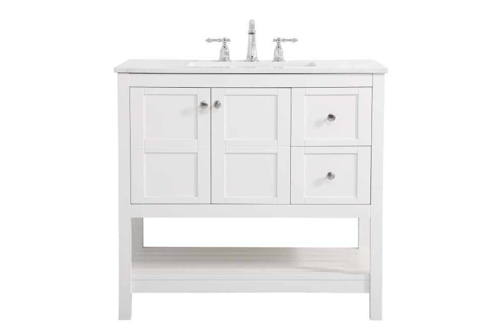 Elegant Decor FI49236WH First Impressions 36-in White Undermount Single sink Bathroom Vanity with Calacatta white Engineered marble Top