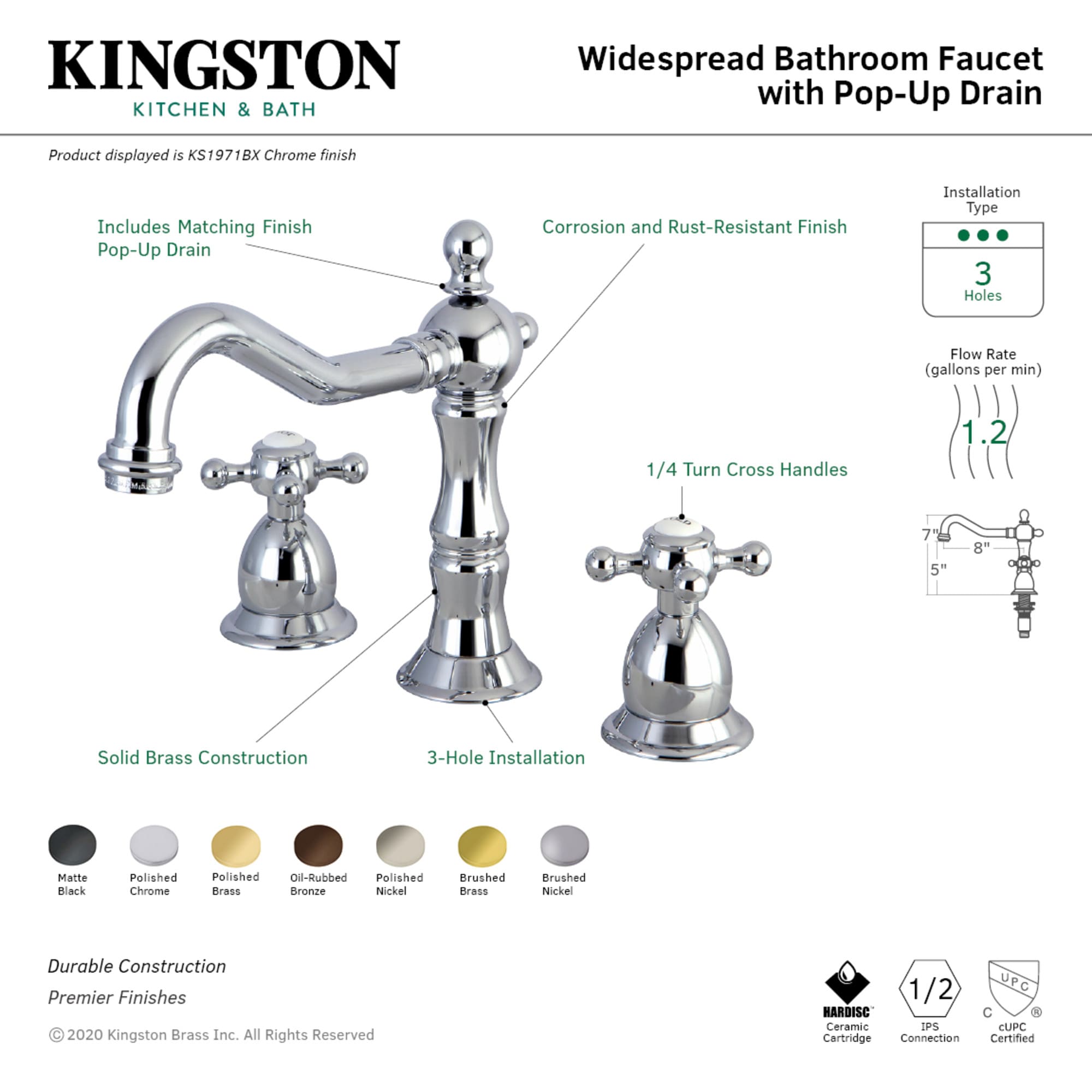 Kingston Brass WLKS1977BX Lavatory-Faucets - View #3