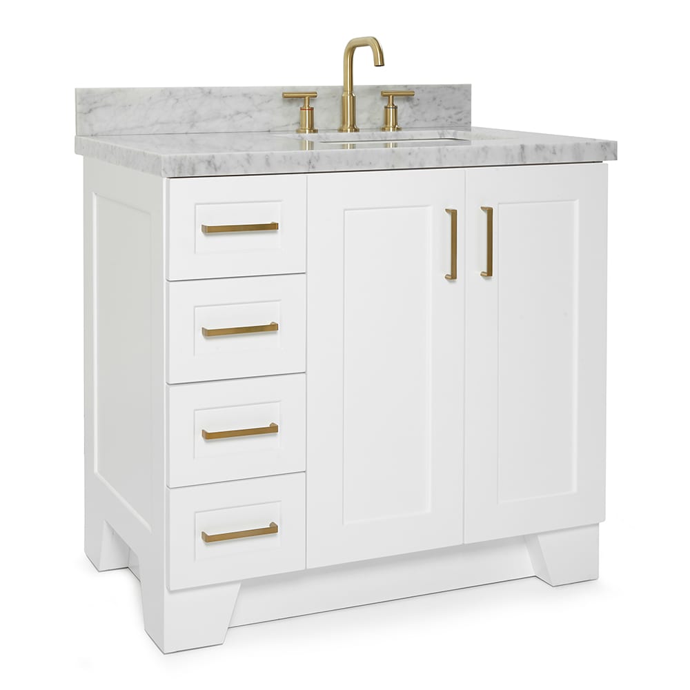 Taylor White Single Bathroom Vanity with Carrara Marble Top