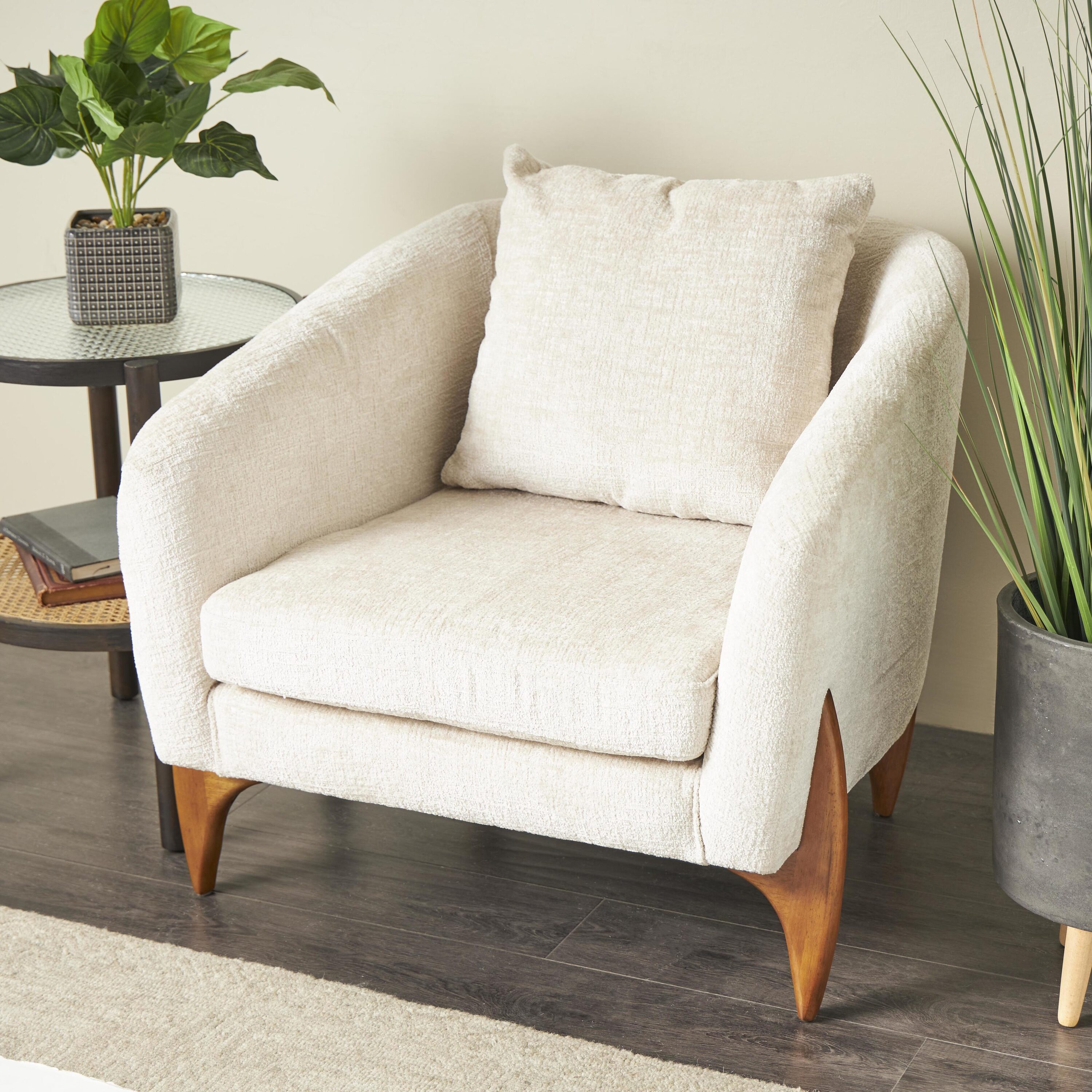 Grayson Lane 822050 Modern White Rounded Boucle Accent Chair