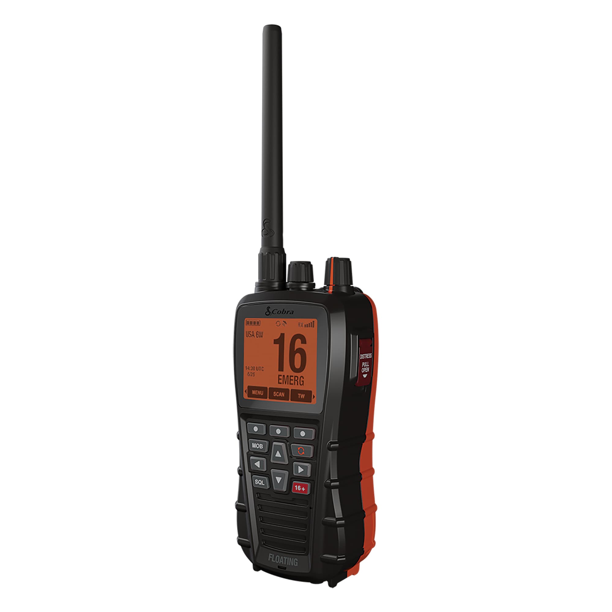 Cobra BlueBound 650 Selectable 6-Watt Floating Handheld VHF Marine Radio USA/Canadian/International Channels Bluetooth GPS IPX7 NOAA (Black)