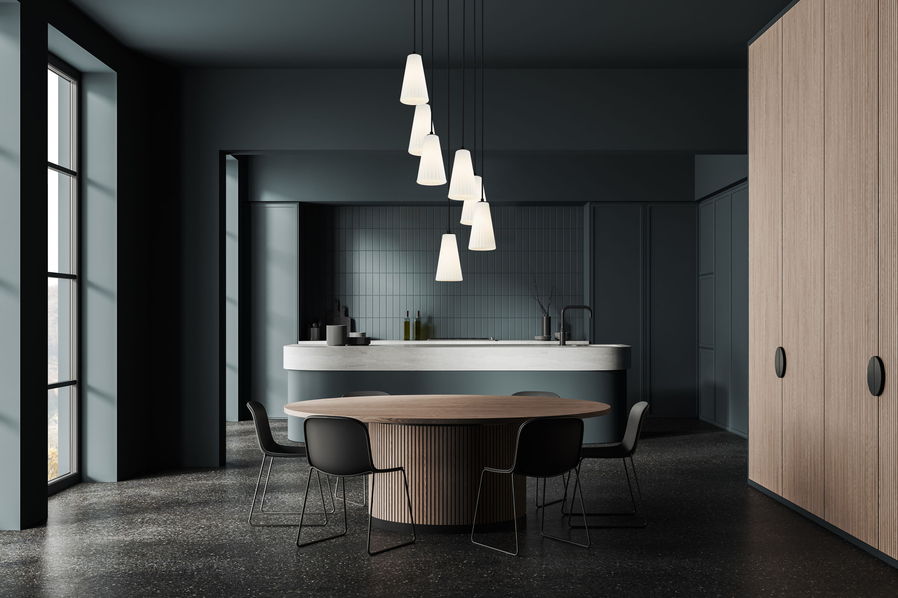 Z-Lite 3043P6-7R-MB Farrell 7 -Light Matte Black Transitional For Use in Bedrooms, Dining Rooms, Foyers, Kitchens, Living Rooms Chandelier