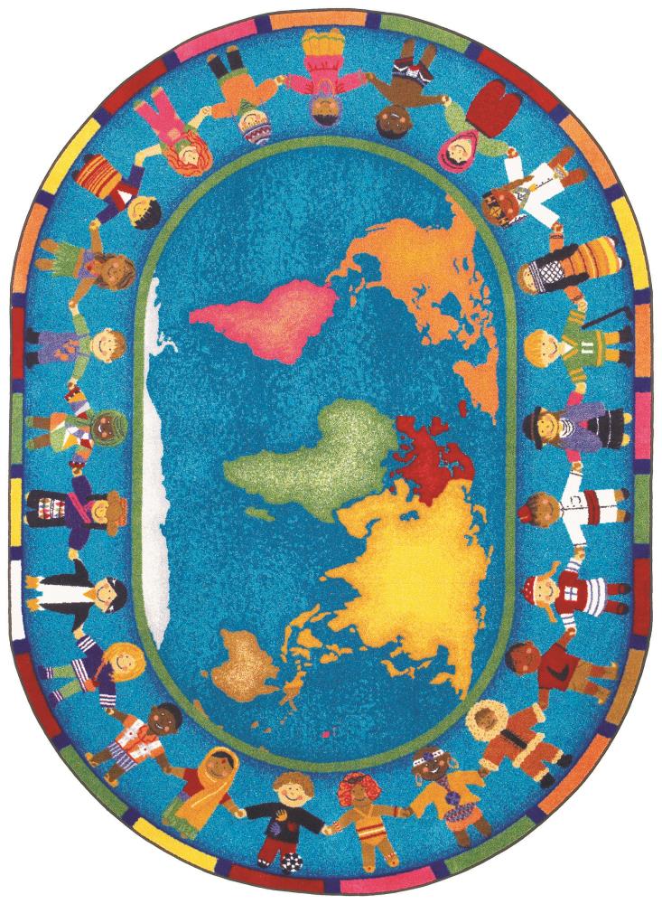 Joy Carpets 1488DD Kid Essentials 8 x 11 (ft) Nylon Blue Oval Indoor Area rug