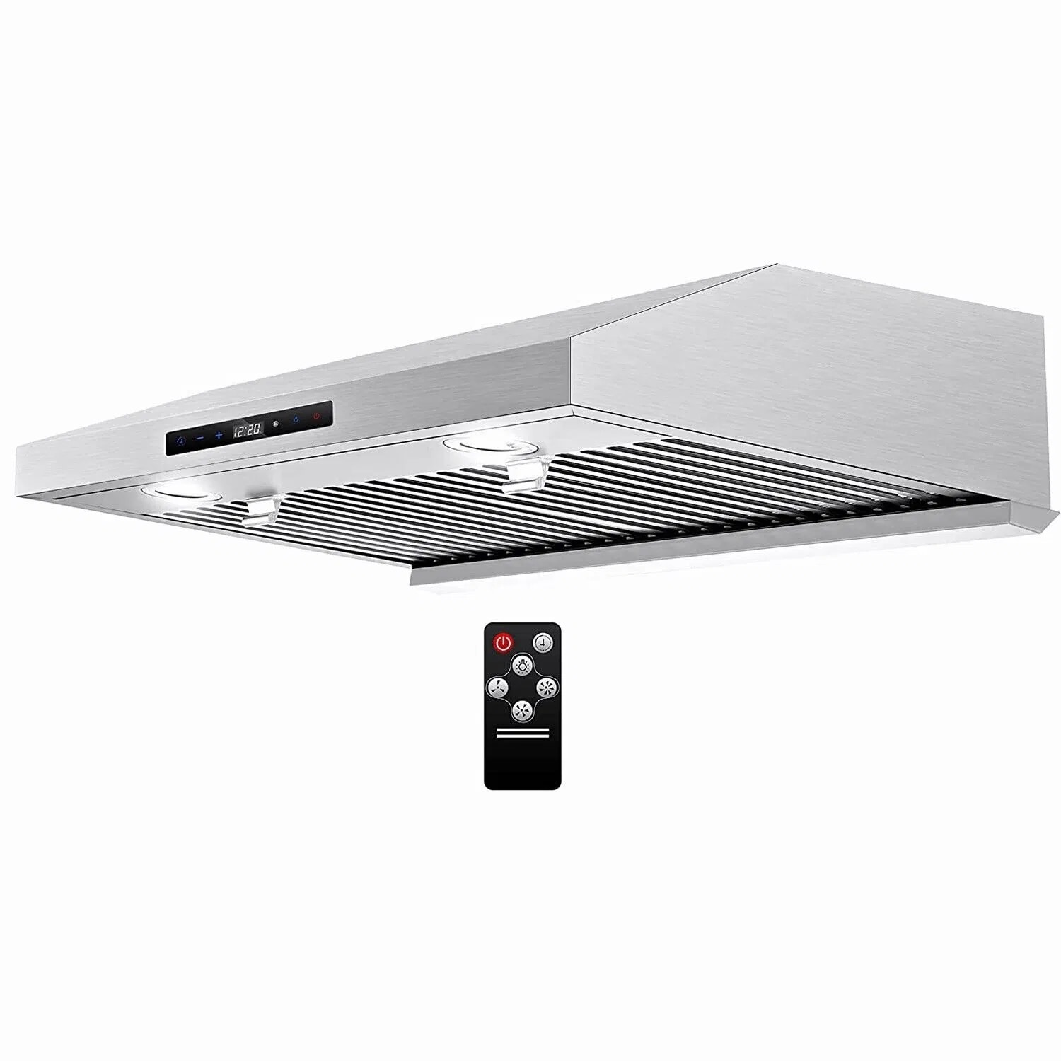 Kahomvis GEHT-QPC2-DGG 30 inch Convertible 600-CFM Silver Under Cabinet Range Hood with Charcoal Filter