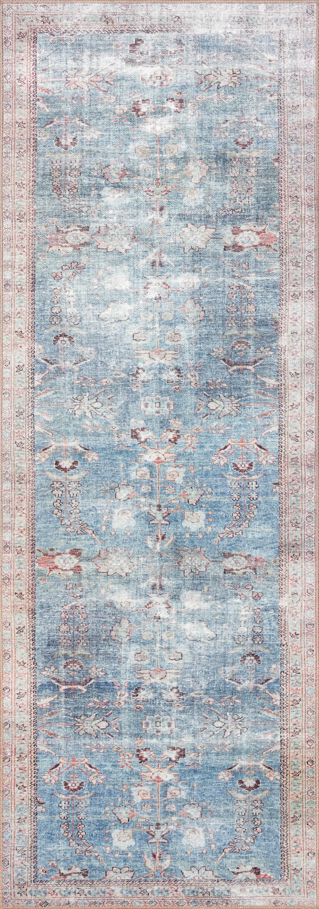 Loloi II WYNTWYN-06TEML2676 Wynter 3 x 8 (ft) Loomed Polyester TEAL / MULTI Rectangular Indoor Distressed/Overdyed Persian Runner rug