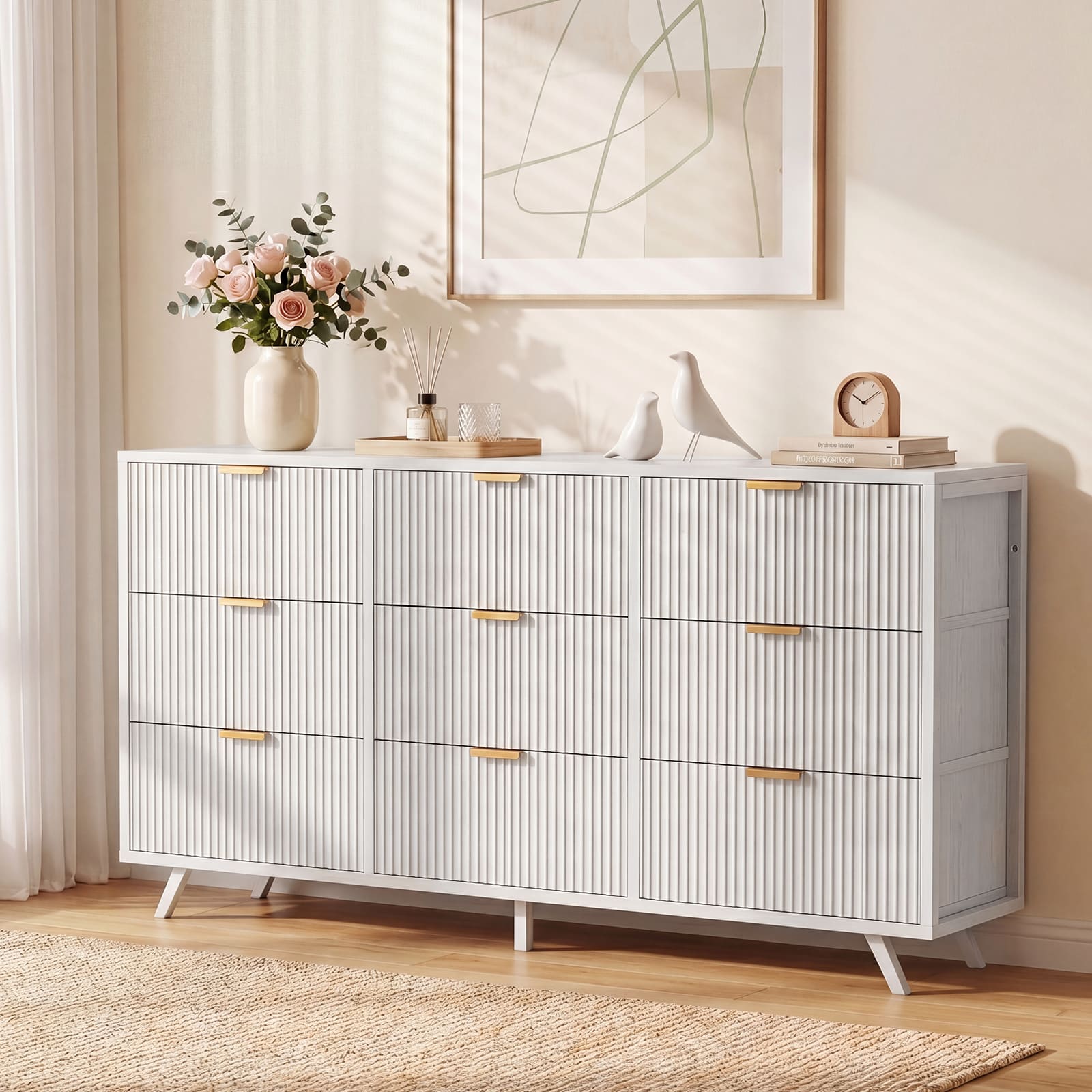 standing dresser Tall Mid-Century Modern Dresser - Solid Wood