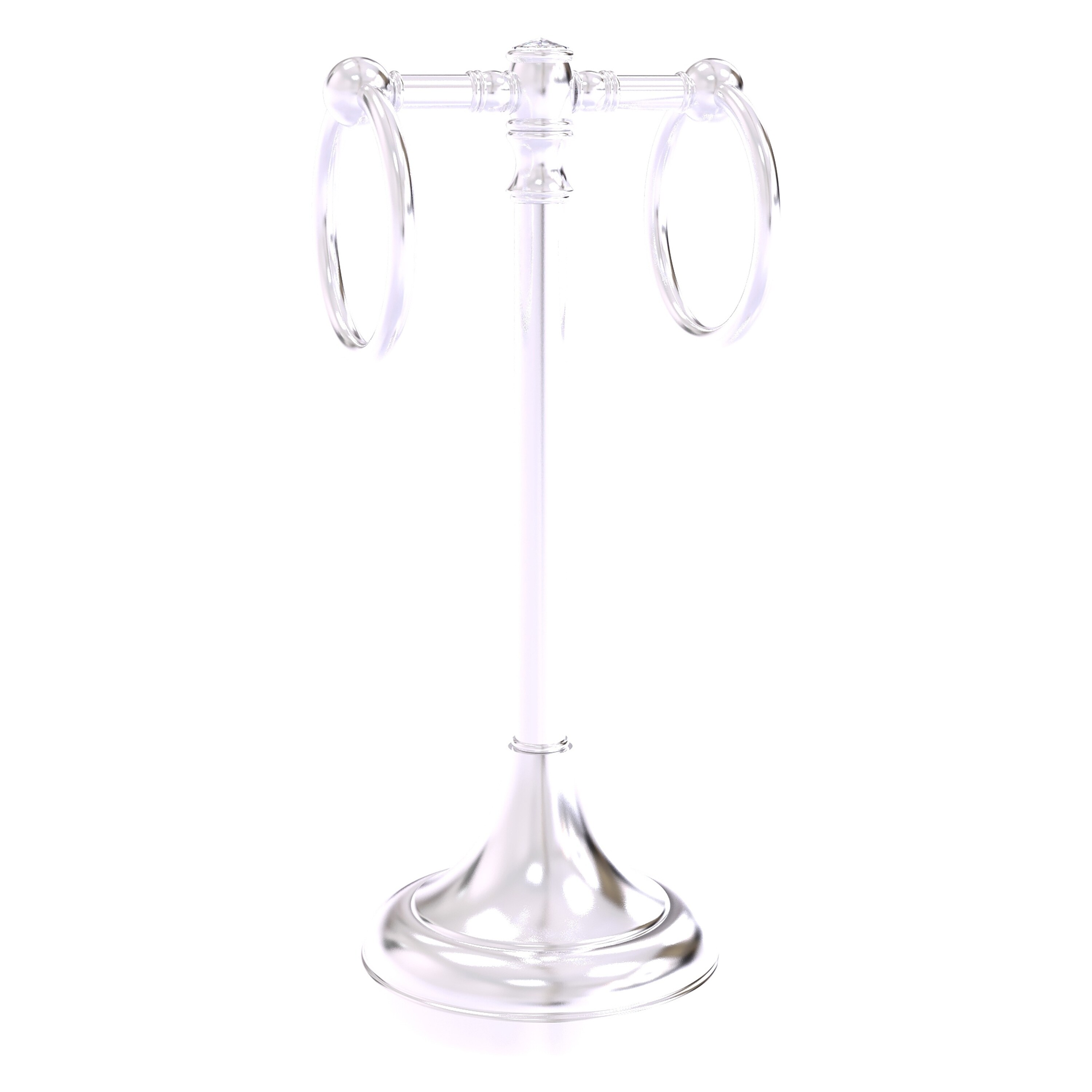 Allied Brass CC-53-SCH Carolina Crystal Satin Chrome Freestanding countertop Double Towel Ring
