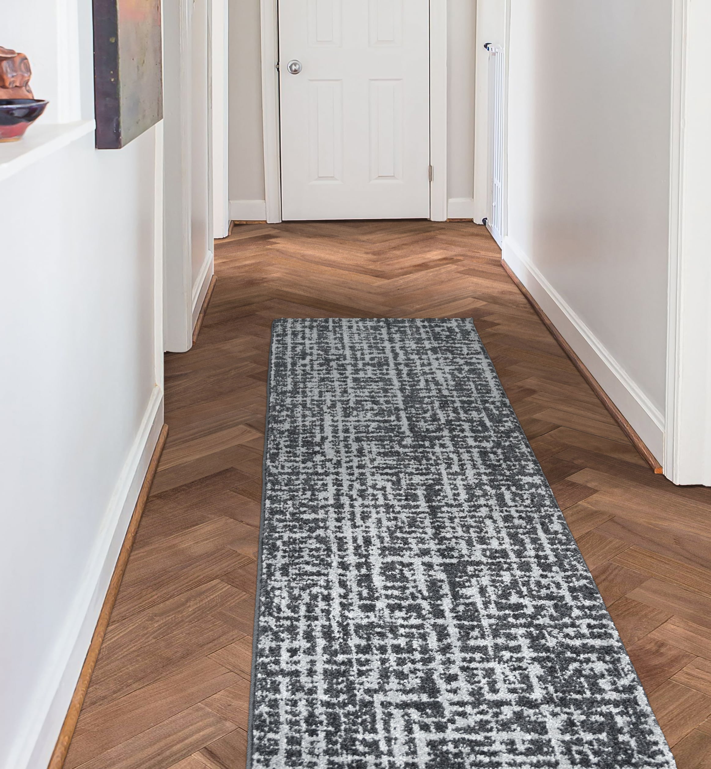 Garland Rug REV00N024084M9 Reverb 2 x 7 (ft) Tufted Polypropylene Cinder Gray/Silver Rectangular Indoor Abstract French Country Runner rug
