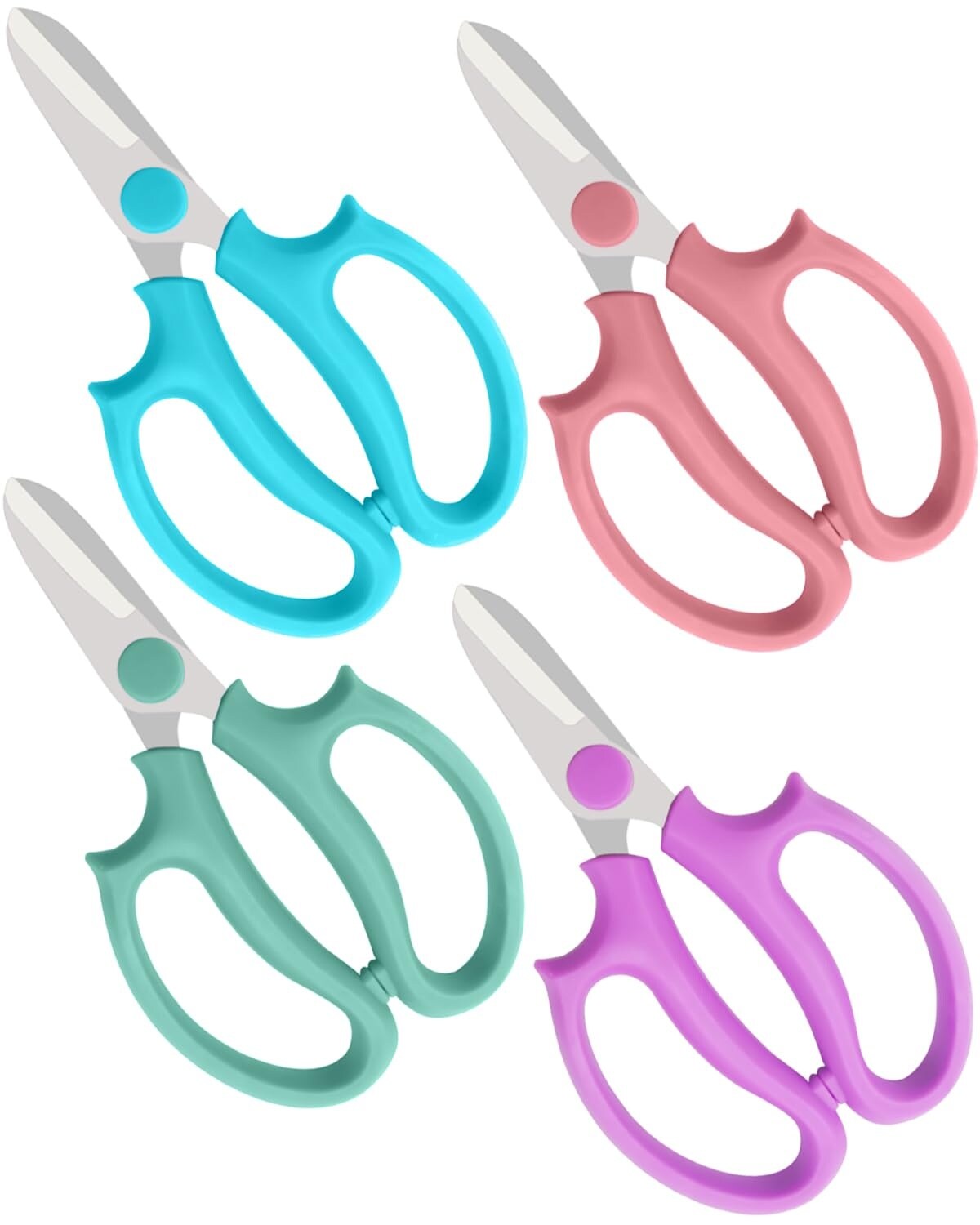 AOIZGMY  4 pcs stainless steel flower scissors ergonomic handle garden floral shears for trimming fresh flower stems and picking fruits blue