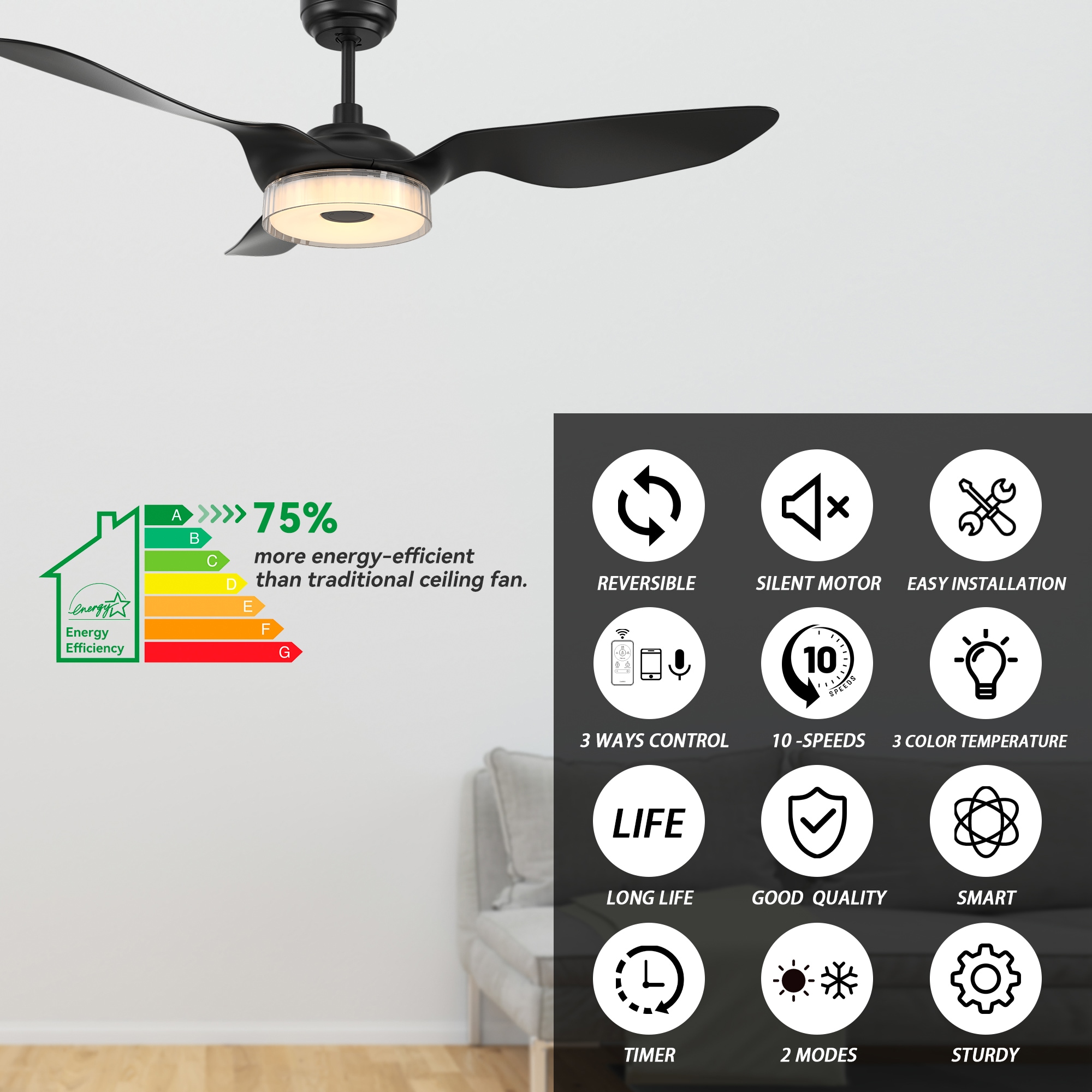 CARRO USA LS523F-L12-B2-1 Ceiling-Fans - View #5