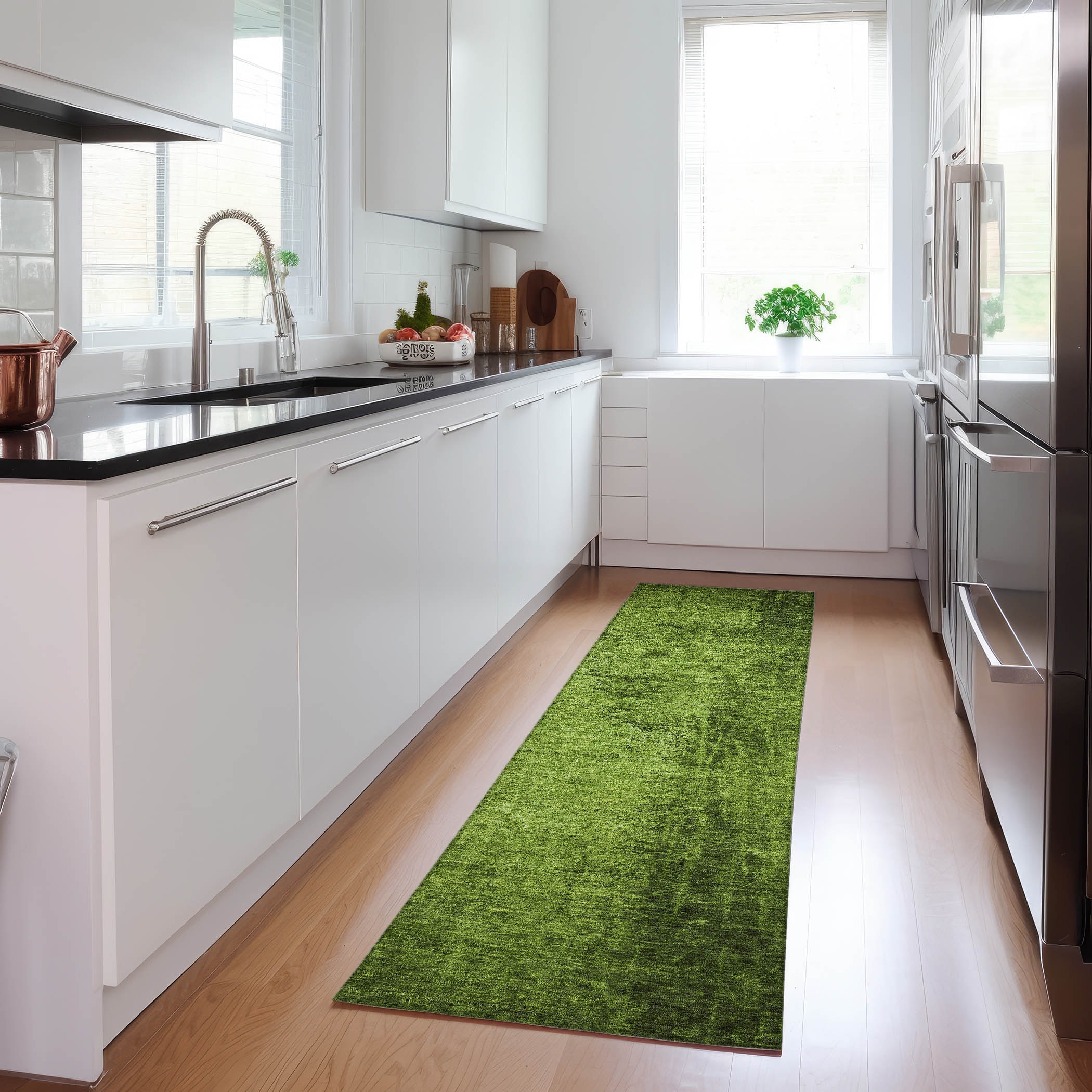 Addison Rugs ACN554GE2X8 Chantille ACN554GE 2 x 7 (ft) Polyester Green Rectangular Indoor/Outdoor Abstract Machine washable Area rug