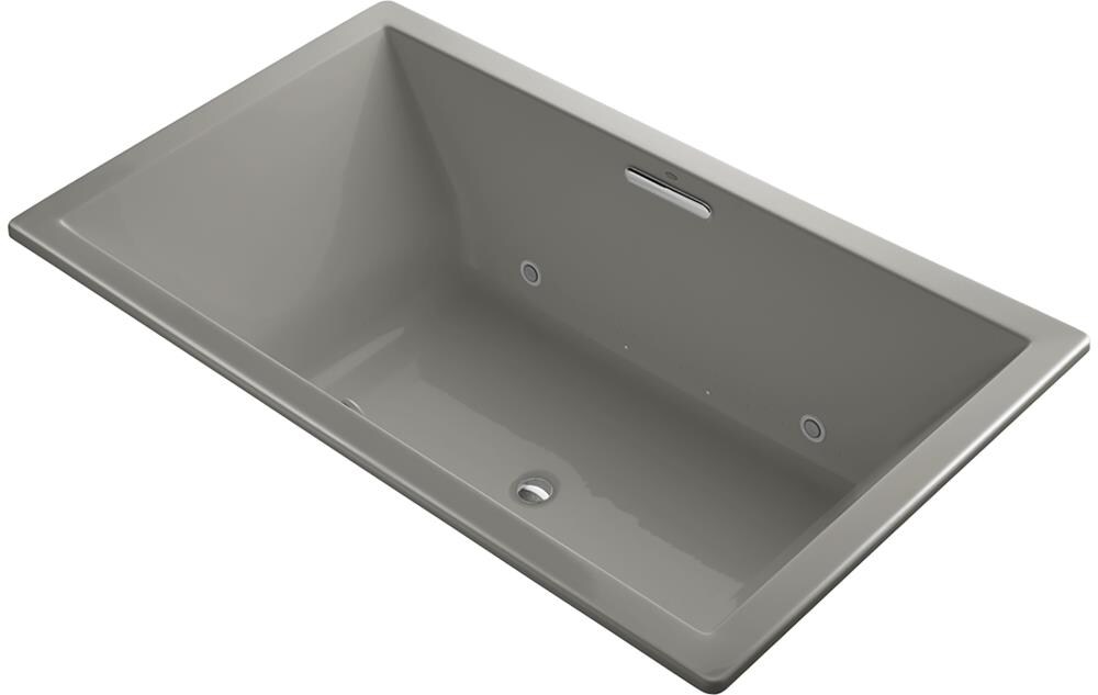 KOHLER K-1174-GCR-K4 Underscore Rectangle 42-in W x 72-in L Cashmere Acrylic Rectangular Left-Hand Drain Drop-In Air Bath