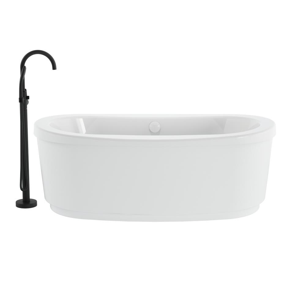 Jacuzzi TB41959 INIZIO 35.625-in x 65.5-in White Acrylic Oval Freestanding Whirlpool tub with Faucet Hand Shower ( Center Drain )