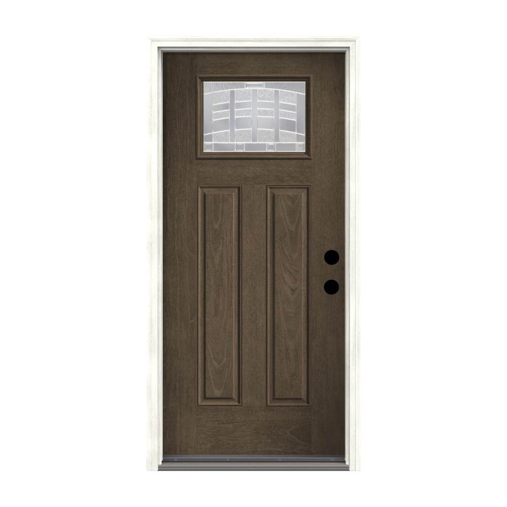 Therma-Tru Benchmark Doors Emerson 36-in x 80-in Fiberglass Craftsman Left-Hand Inswing Gray Ash Stained Prehung Single Front Door with Brickmould -  TTB643613SOS