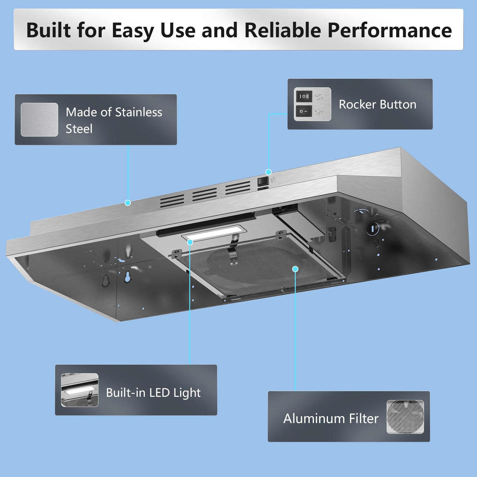 VIKIO C0130H Undercabinet-Range-Hoods - View #10