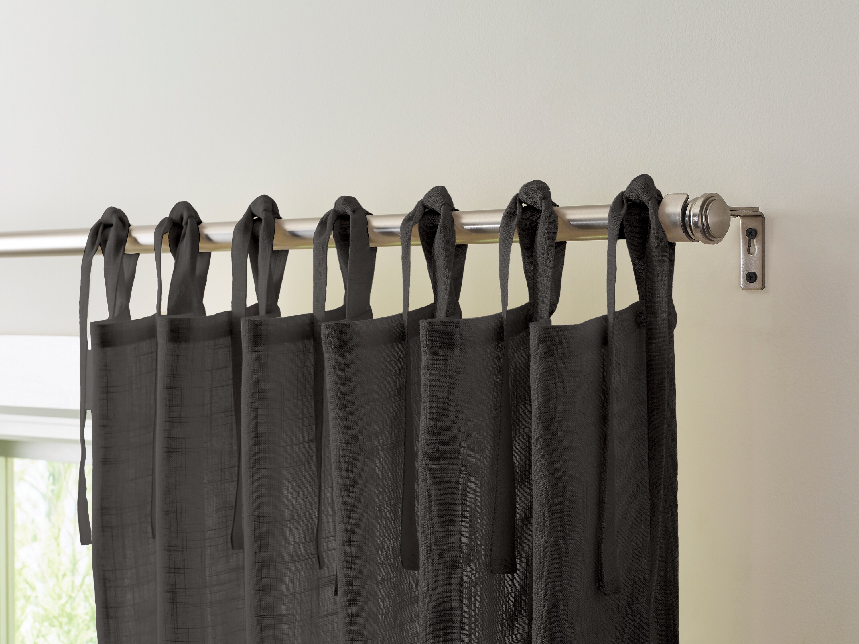 Harlow Black Striped Linen-Blend Sheer Window Curtain Panel 48x108'' +  Reviews