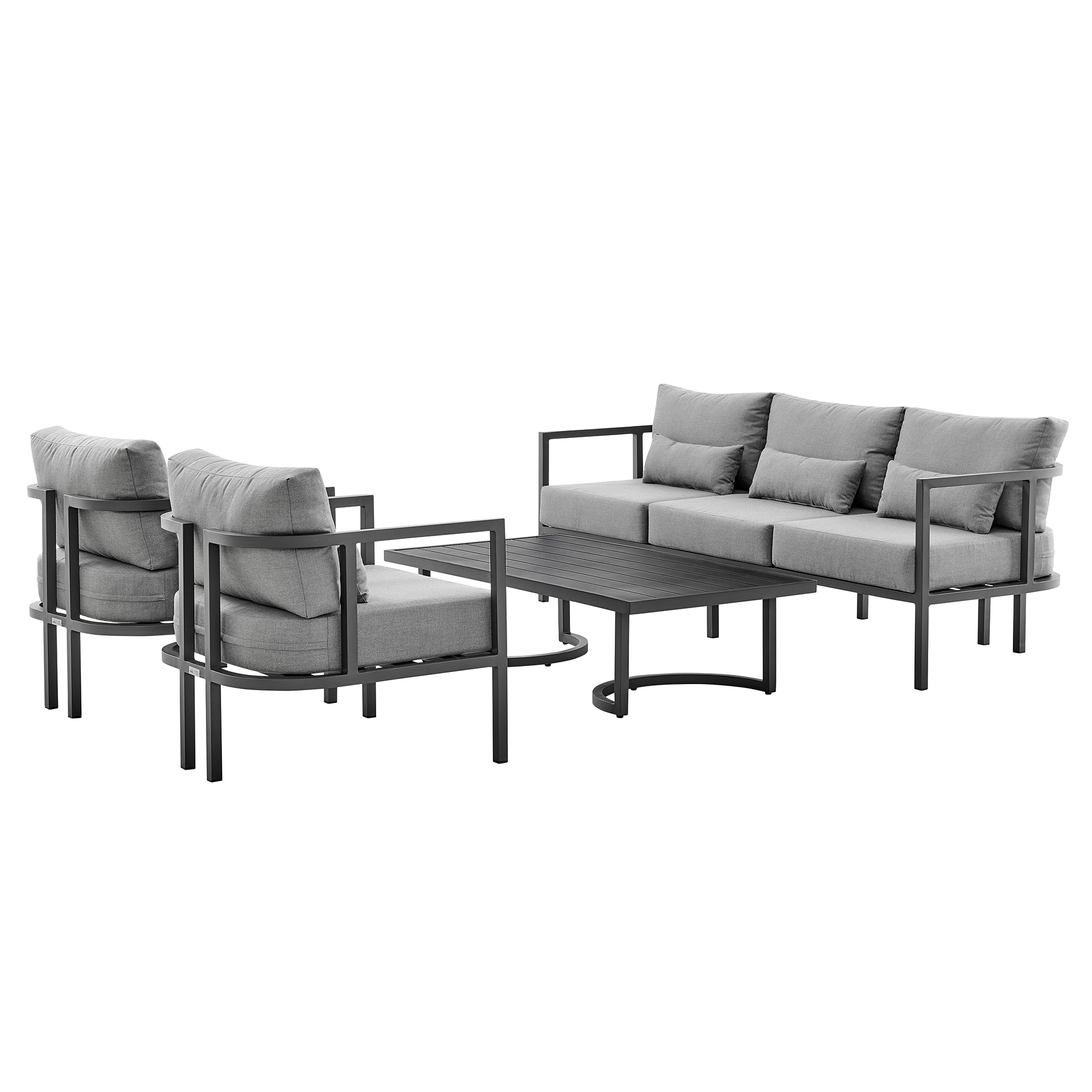 Armen Living SETODVLGR 4 -Piece Patio Sofa Conversation Set with Gray Cushions