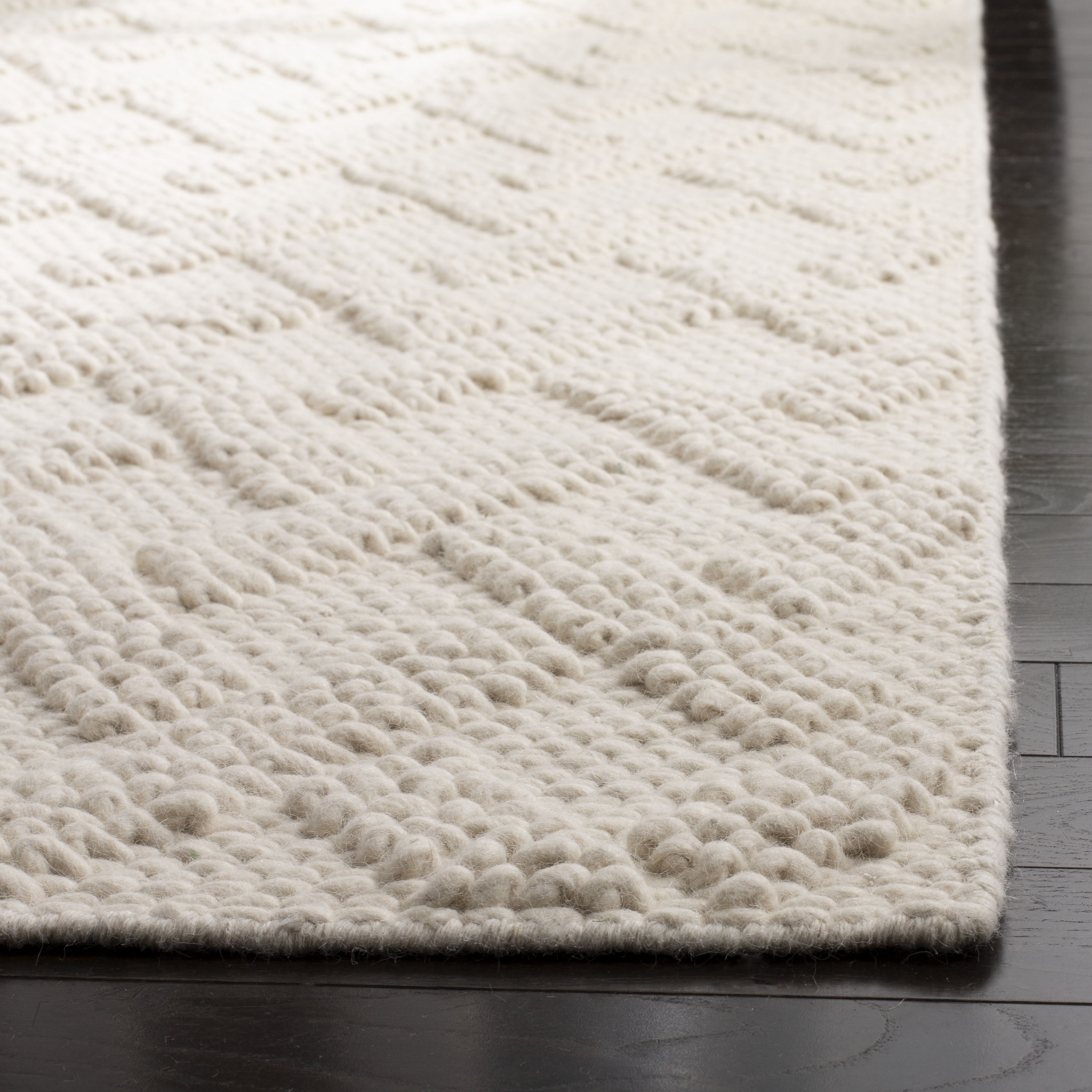 Ivory Hand-Tufted Wool Flat Woven Reversible Area Rug 3' x 5'