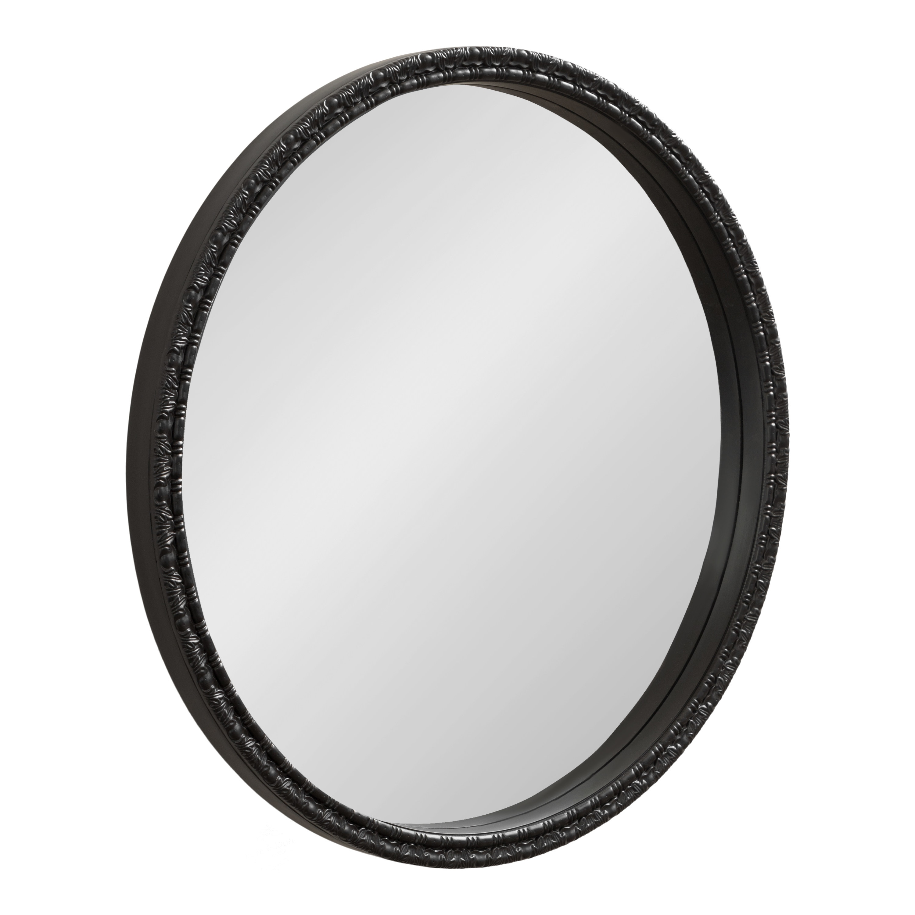 Kate and Laurel 227879 Stallworth 30.00-in W x 30-in H Round Black Framed Wall Mirror