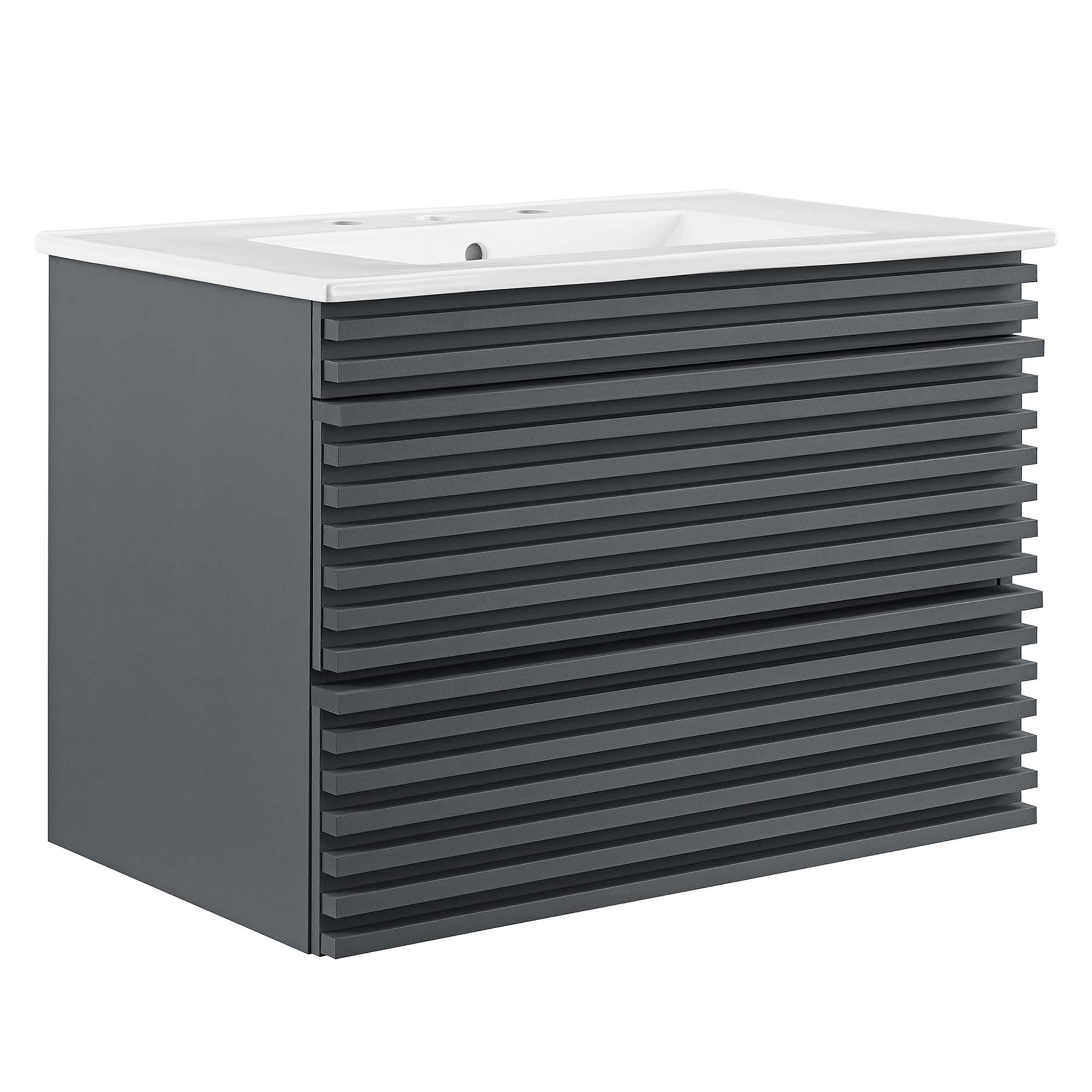 Modway EEI-5421-GRY-WHI Render 30 Inch Wall-Mount Bathroom Vanity in Gray White