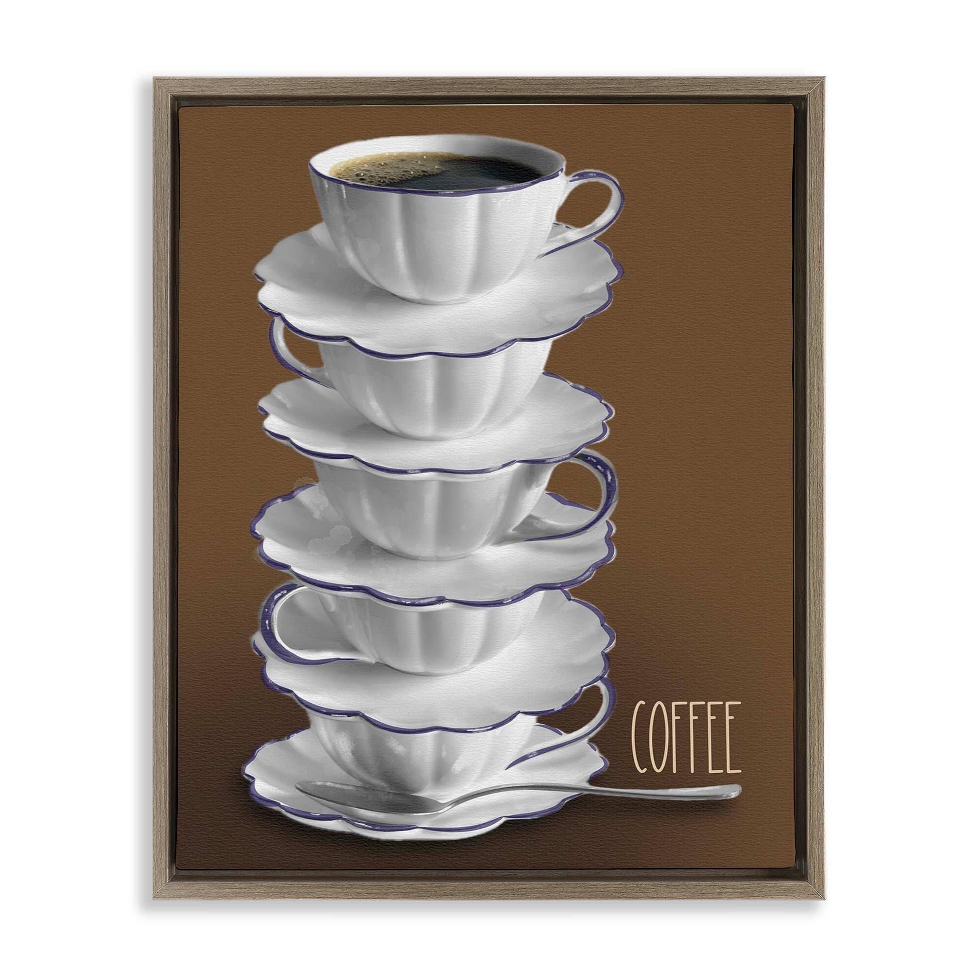 Stupell Industries BS-508-FFE-24X30 Stacked Teacups with Coffee Floating Frame design by Matthew Piotrowicz
