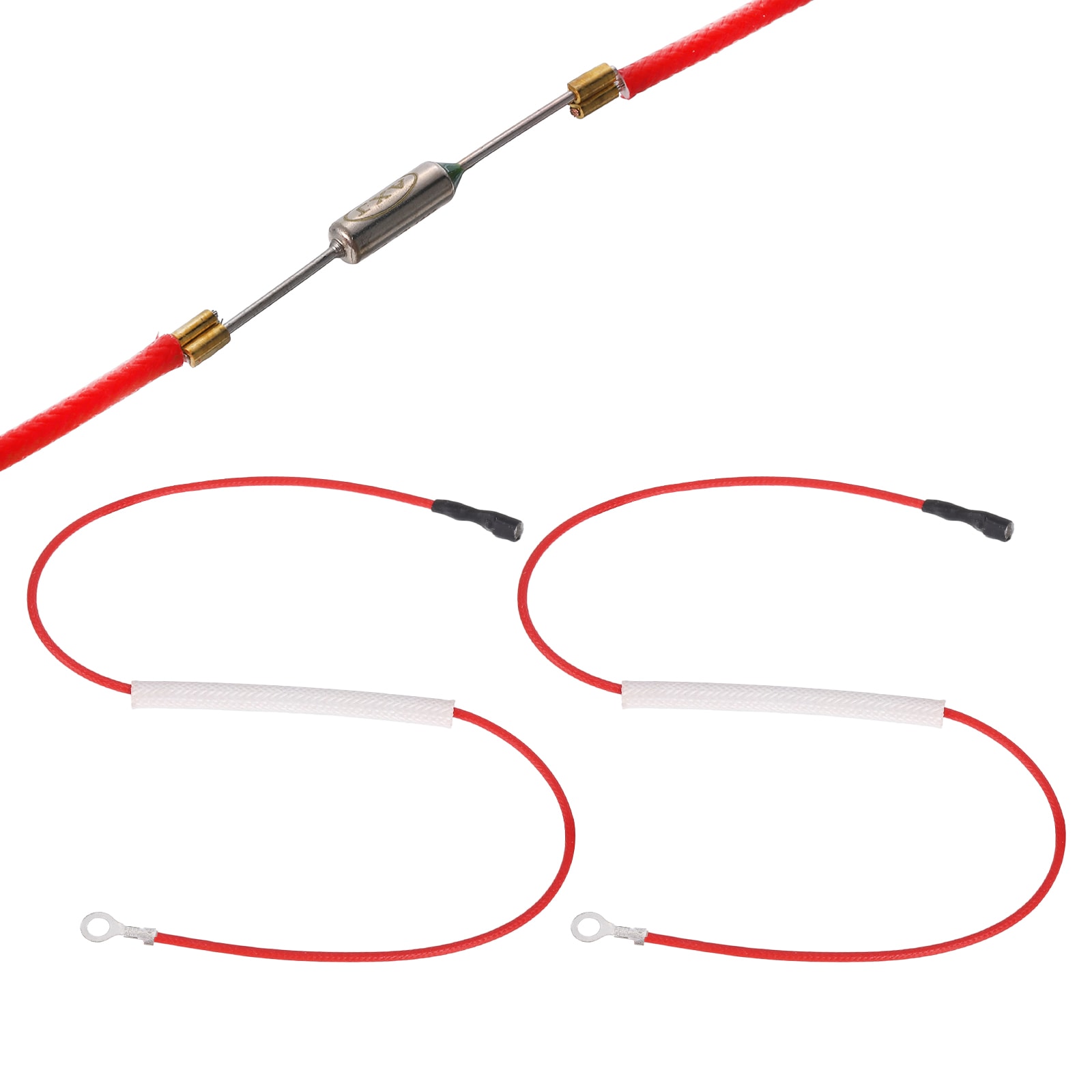 Unique Bargains 2pcs Universal Rice Cooker Temperature Fuse 216Deg 10A 250V Metal Thermal Fuse with Terminal and Ring Terminal Fiberglass Sleeving for Electric Pressure Cooker Repair Part #S26042700UX1692