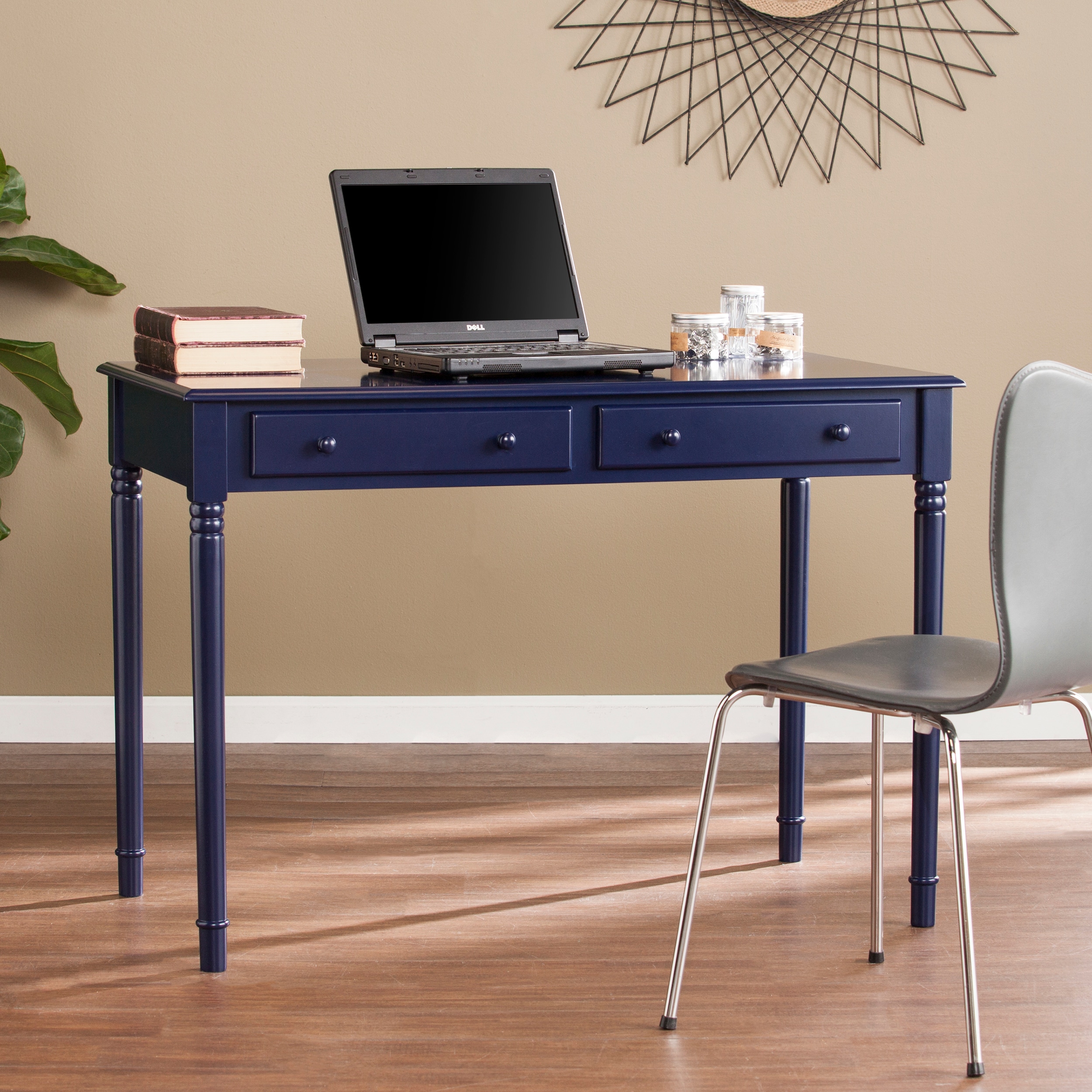 Safavieh HO8793 Janice Farmhouse 2-Drawer Writing Desk - Navy