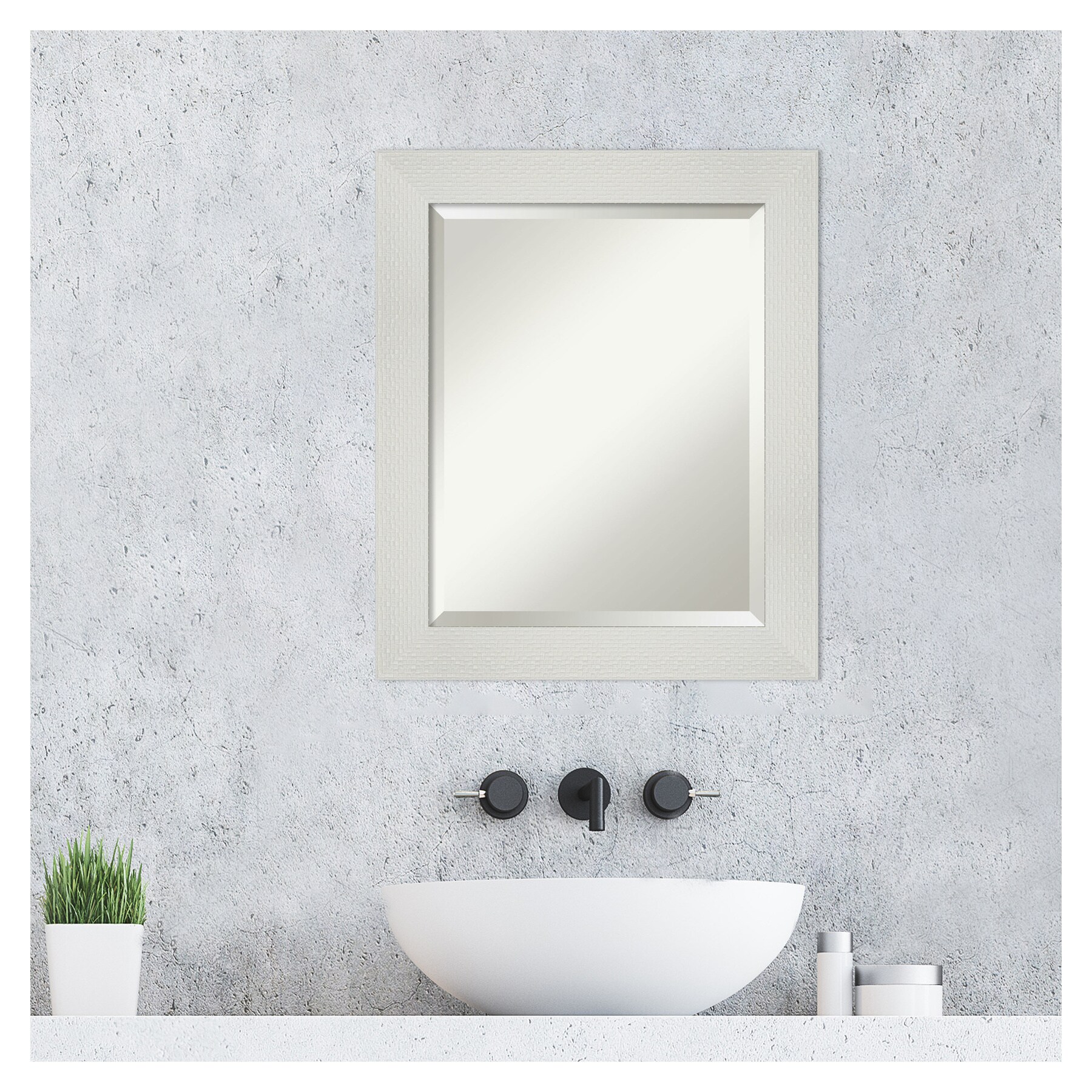 Mosaic White Polystyrene Framed Rectangular Bathroom Vanity Mirror