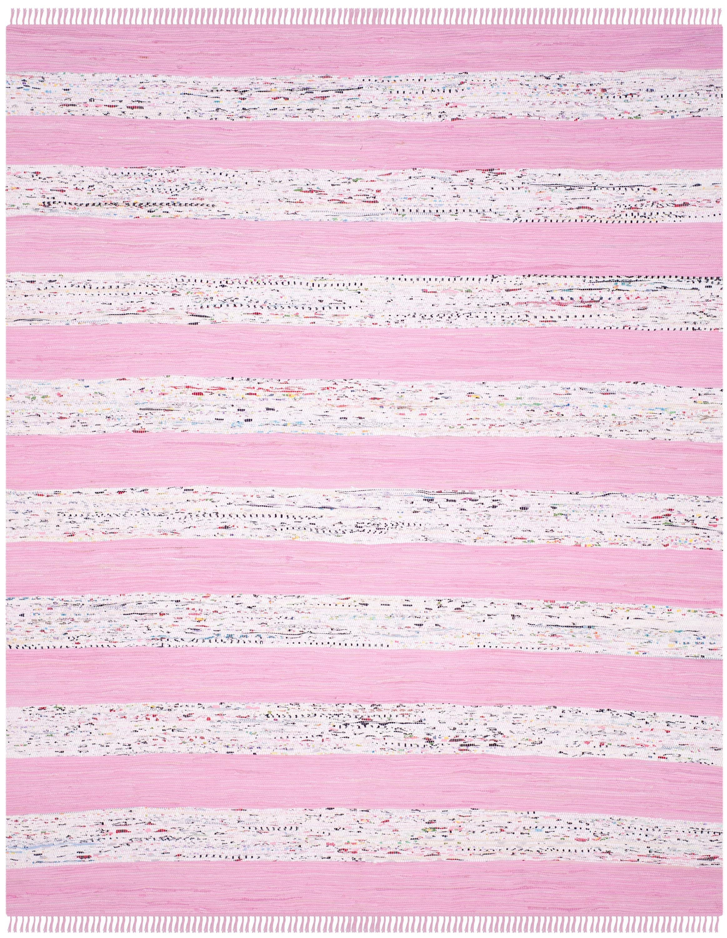 Safavieh MTK720E-8 Montauk Estero 8 x 10 (ft) Cotton Ivory/Light Pink Rectangular Indoor Stripe Coastal Area rug