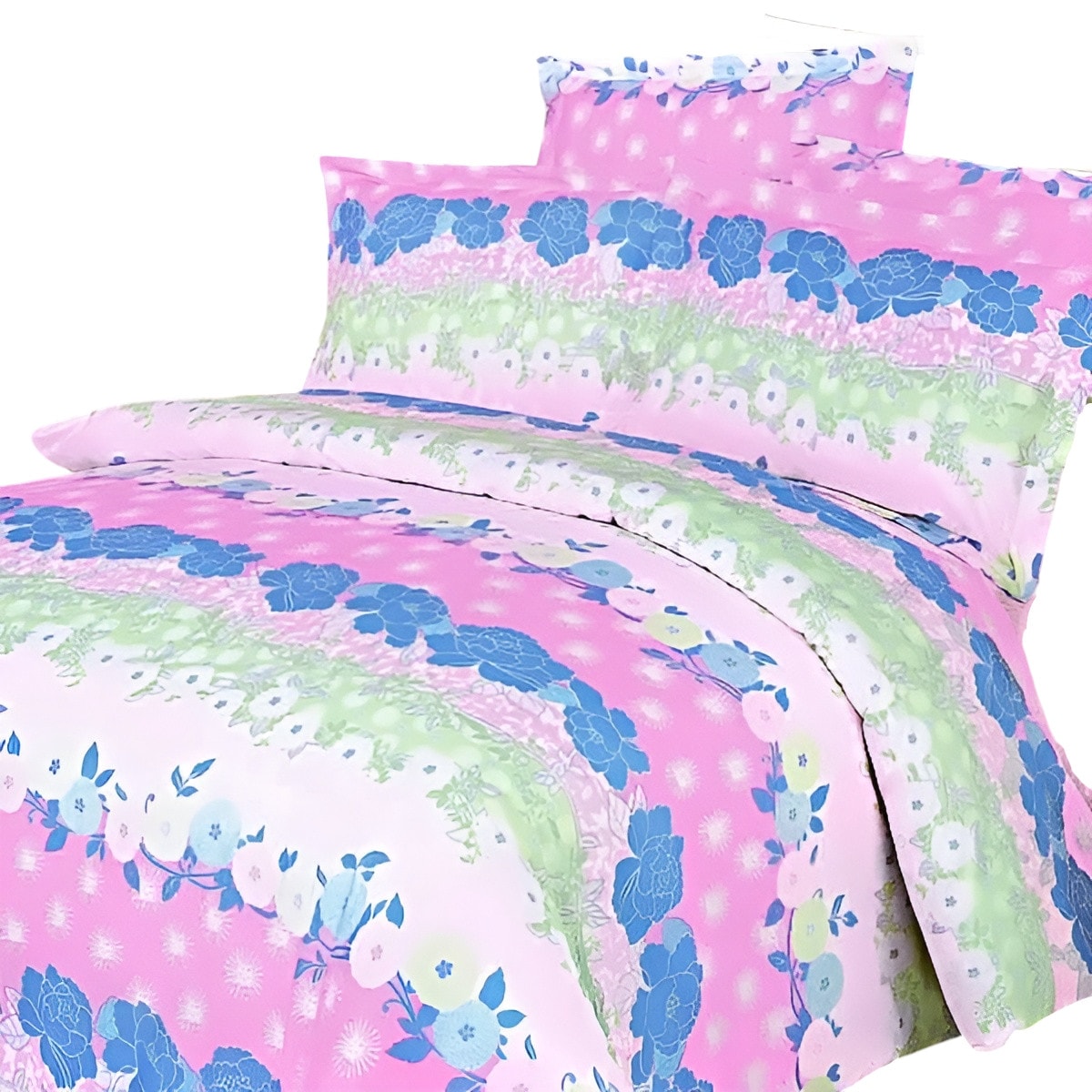 Slickblue 4-Piece Floral Pink King Cotton Bed Set with Duvet Cover and Pillow Shams for Bedroom