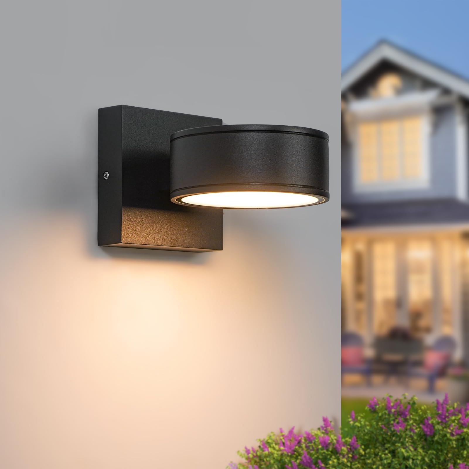 PIGFDK Black no motion sensor Modern Aluminum Waterproof LED Outdoor Wall Sconce Lights 8W 3000K