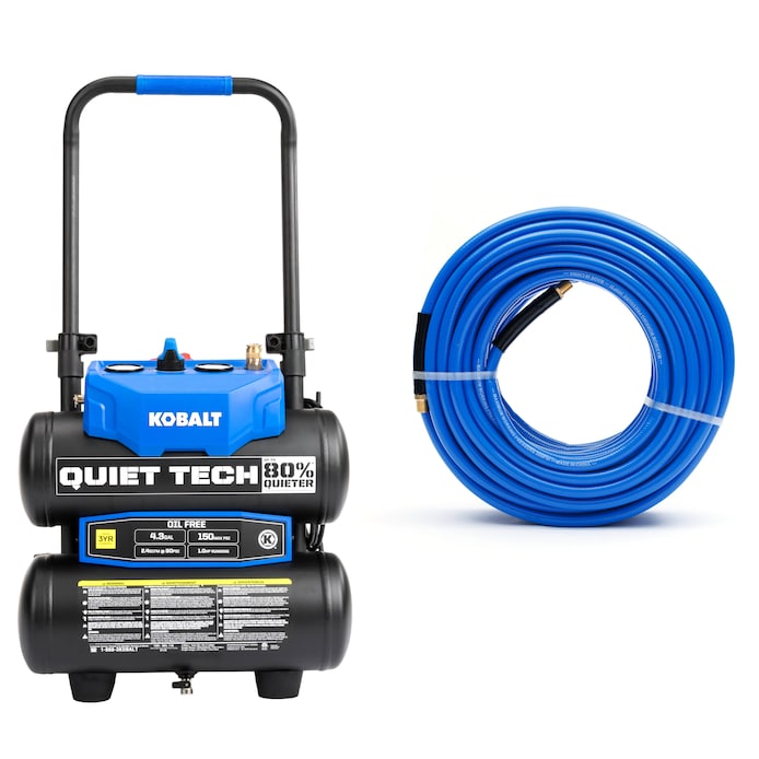 Kobalt 4.3-Gal Quiet Compressor and 3/8-IN x 50-FT PVC Air Hose
