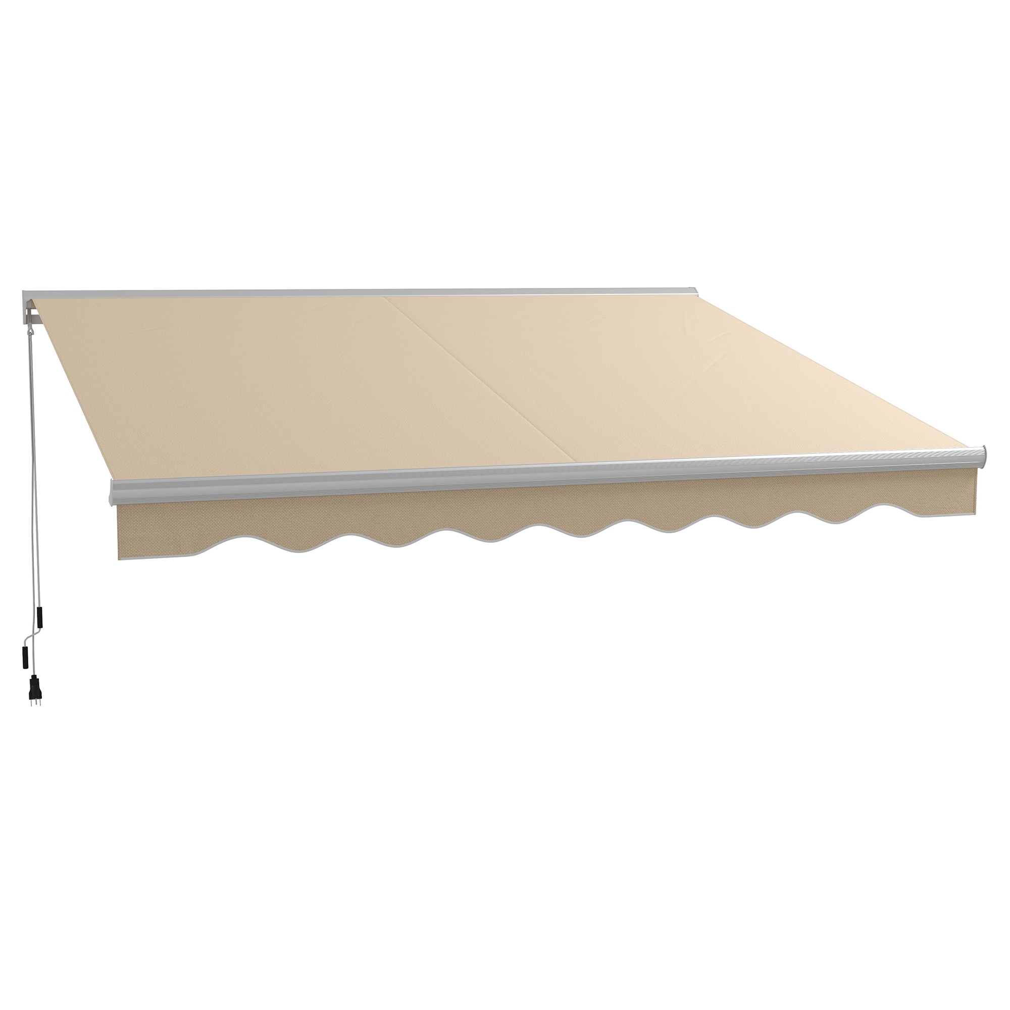 Outsunny  13' x 10' Electric Awning Patio Retractable Awning with LED Lights and Remote Controller Cream White