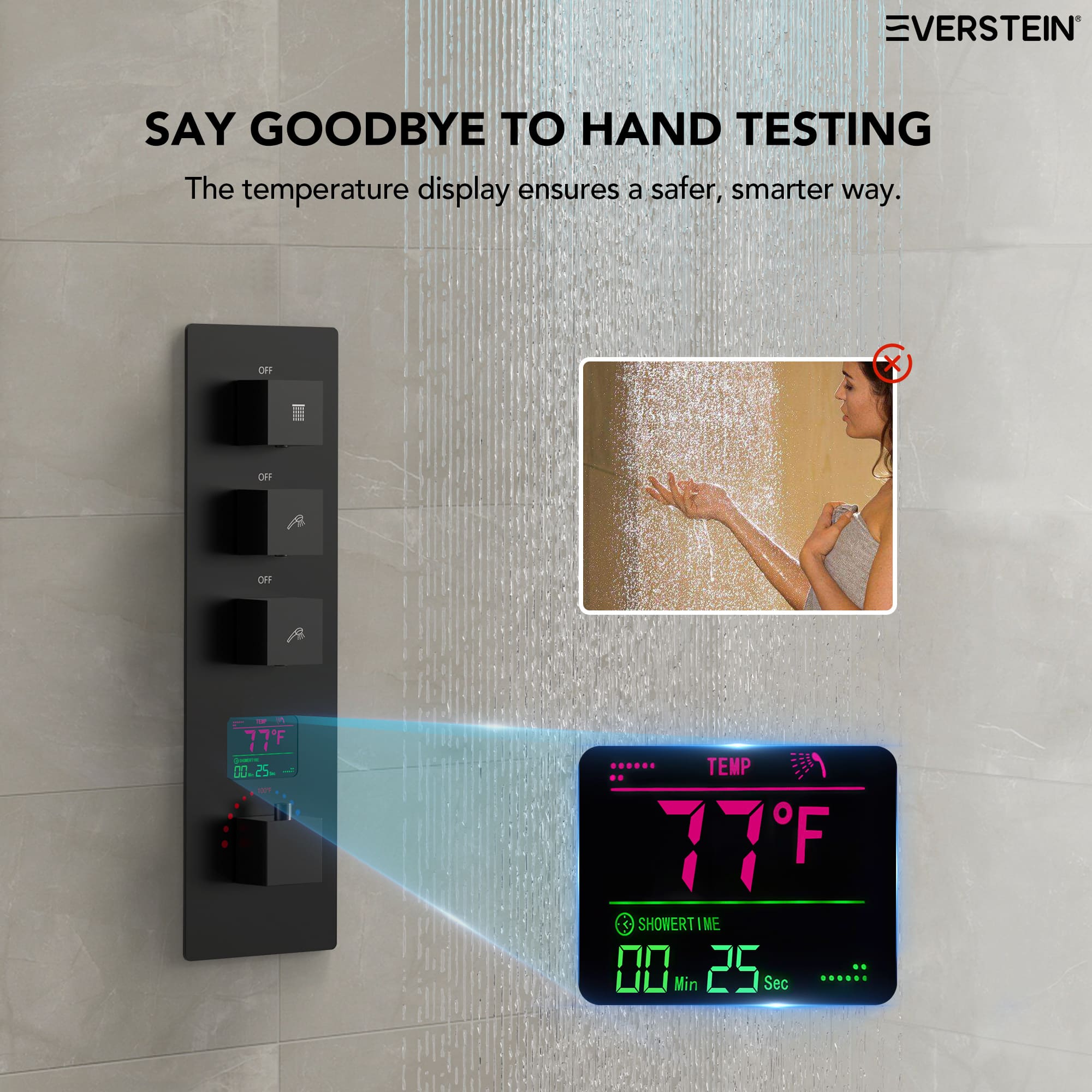 EVERSTEIN SFS-1073-BK12 Showerhead-Bar-Panels - View #7