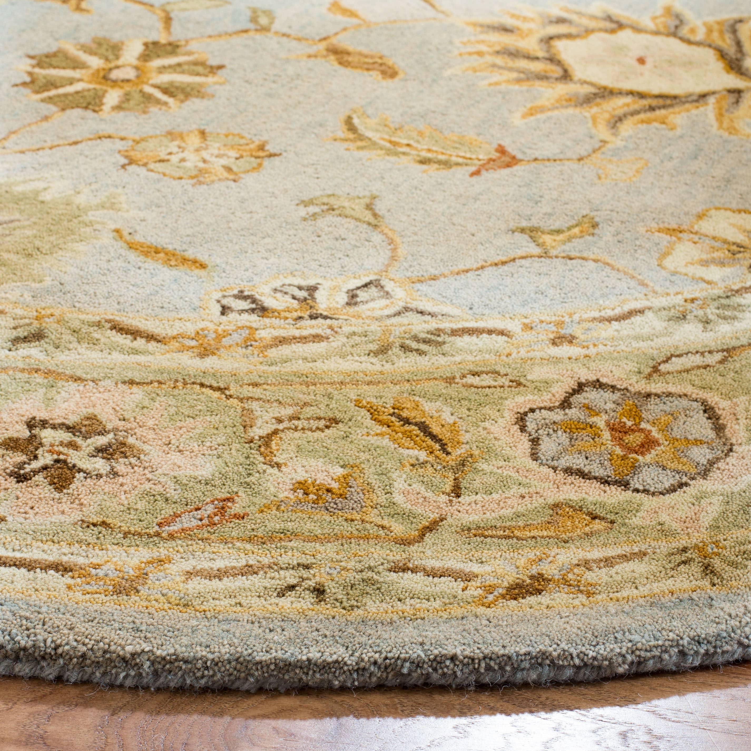 Gray Handmade Tufted Wool Reversible Round Rug, 8' Diameter
