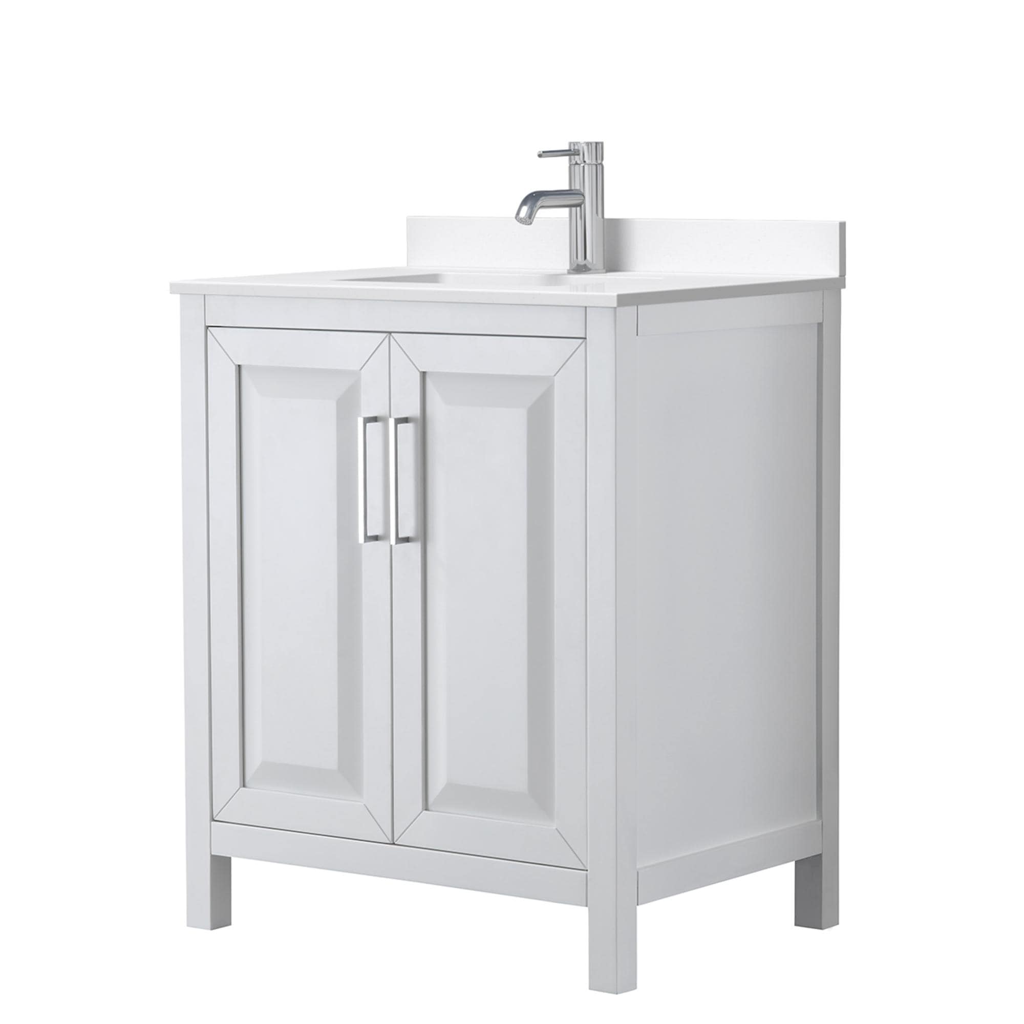 Wyndham Collection WCV252530SWHWQUNSMXX Daria 30-in White with Polished Chrome Trim Undermount Single Sink Bathroom Vanity with White Quartz Quartz Top