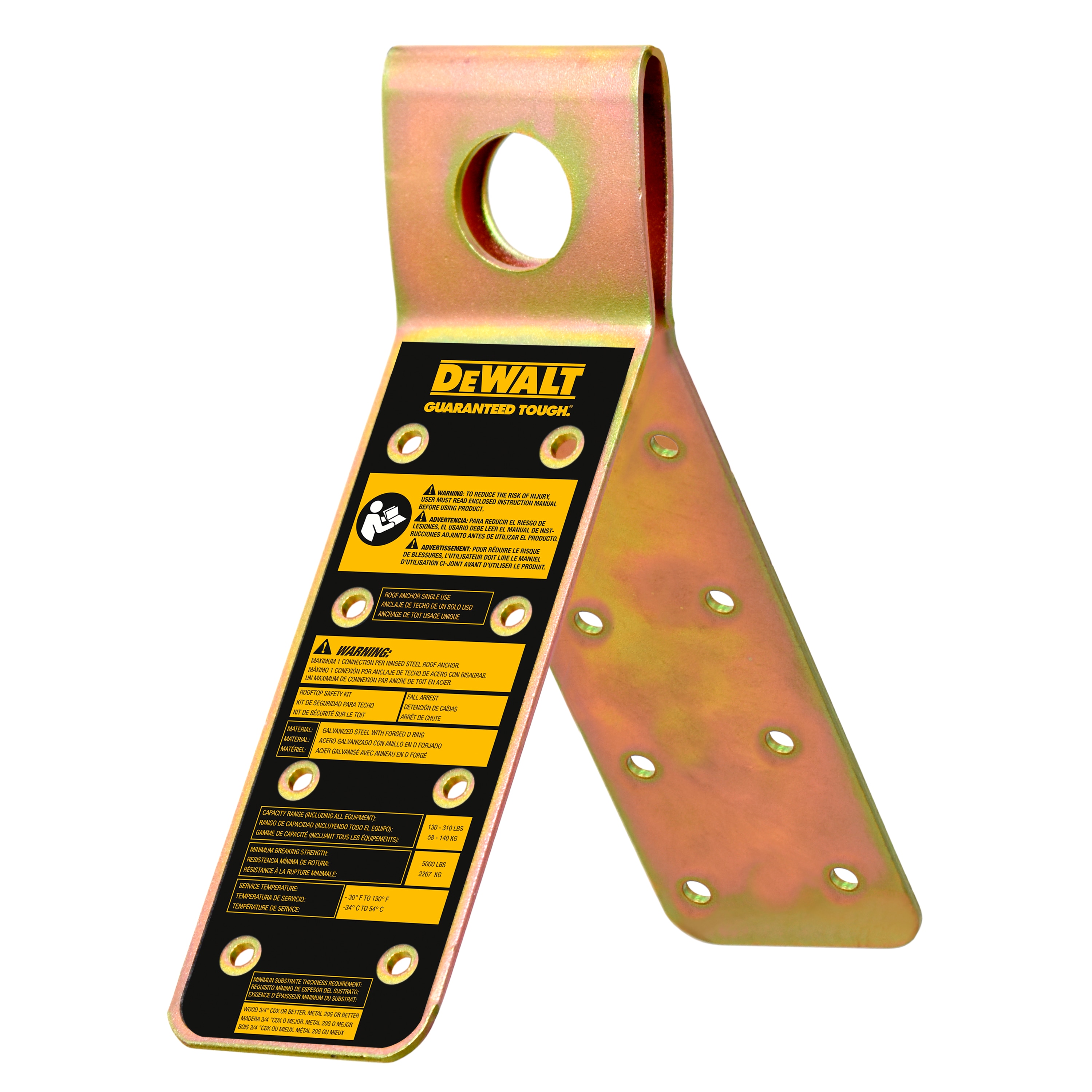 DEWALT DXFP841001 Dewalt Roof Anchor- Single Use- Raised- Zinc Coated Steel