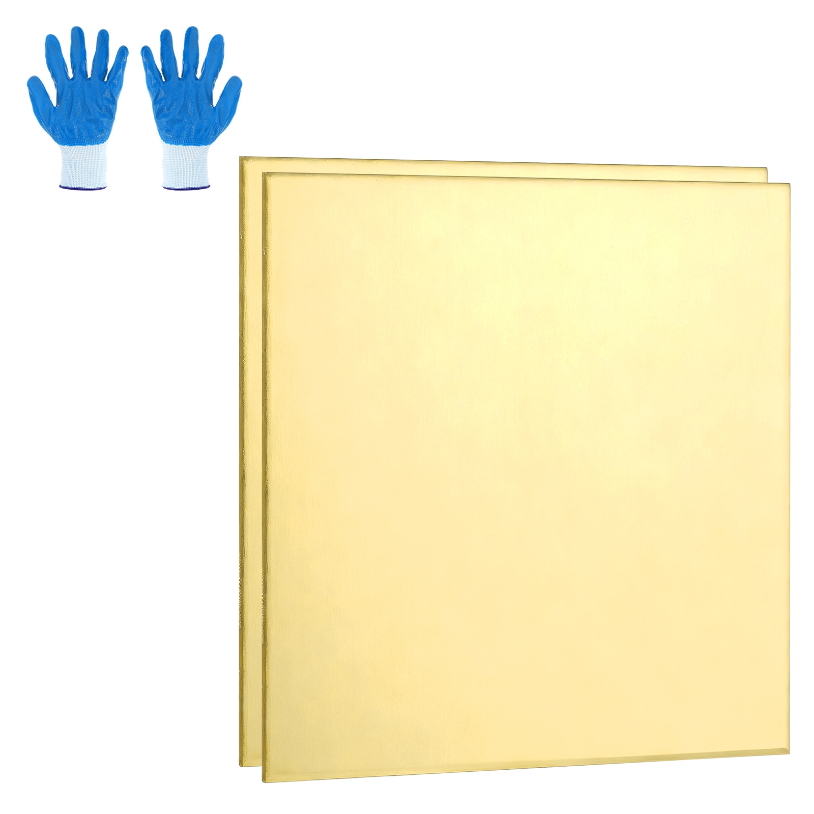 Unique Bargains Brass Sheet 2inch X 2inch 10 Gauge(3mm) Thickness H62 Brass Metal Plates Thin Metal Sheets with Gloves for Craft DIY Model Jewelry Electrical Repair Industrial 2pcs Gold #S26062500UX9436