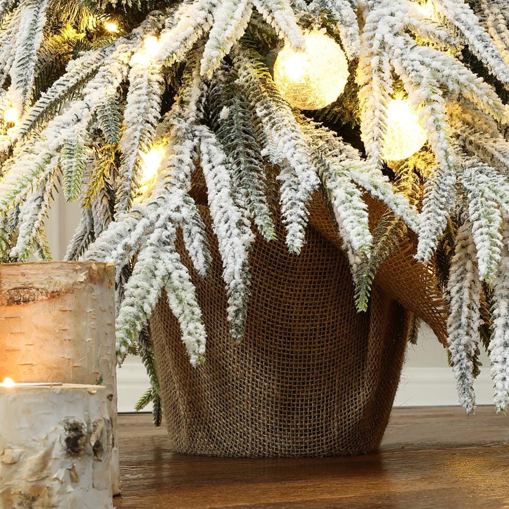 4.5-Foot White Snow-Flocked Fir Christmas Tree with Lights