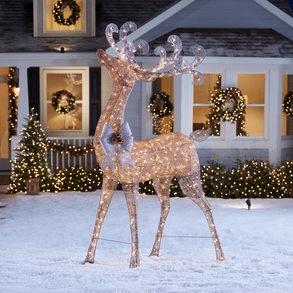 Holiday Living 90-in Buck Sculpture with Clear Incandescent Lights at ...