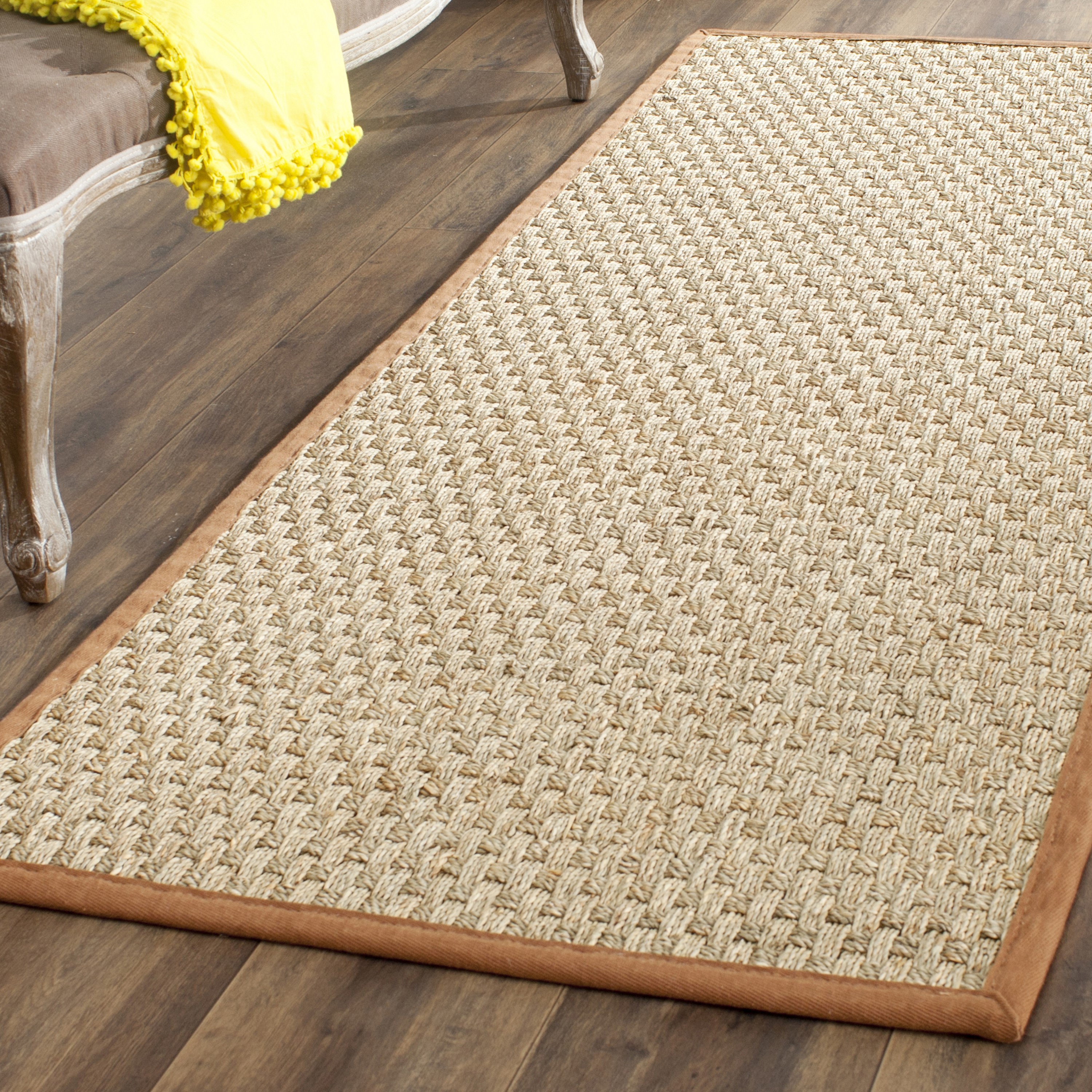 Safavieh NF114B-218 Natural Fiber Hampton 2 x 18 (ft) Loomed Seagrass Natural/Brown Rectangular Indoor Solid Coastal Runner rug