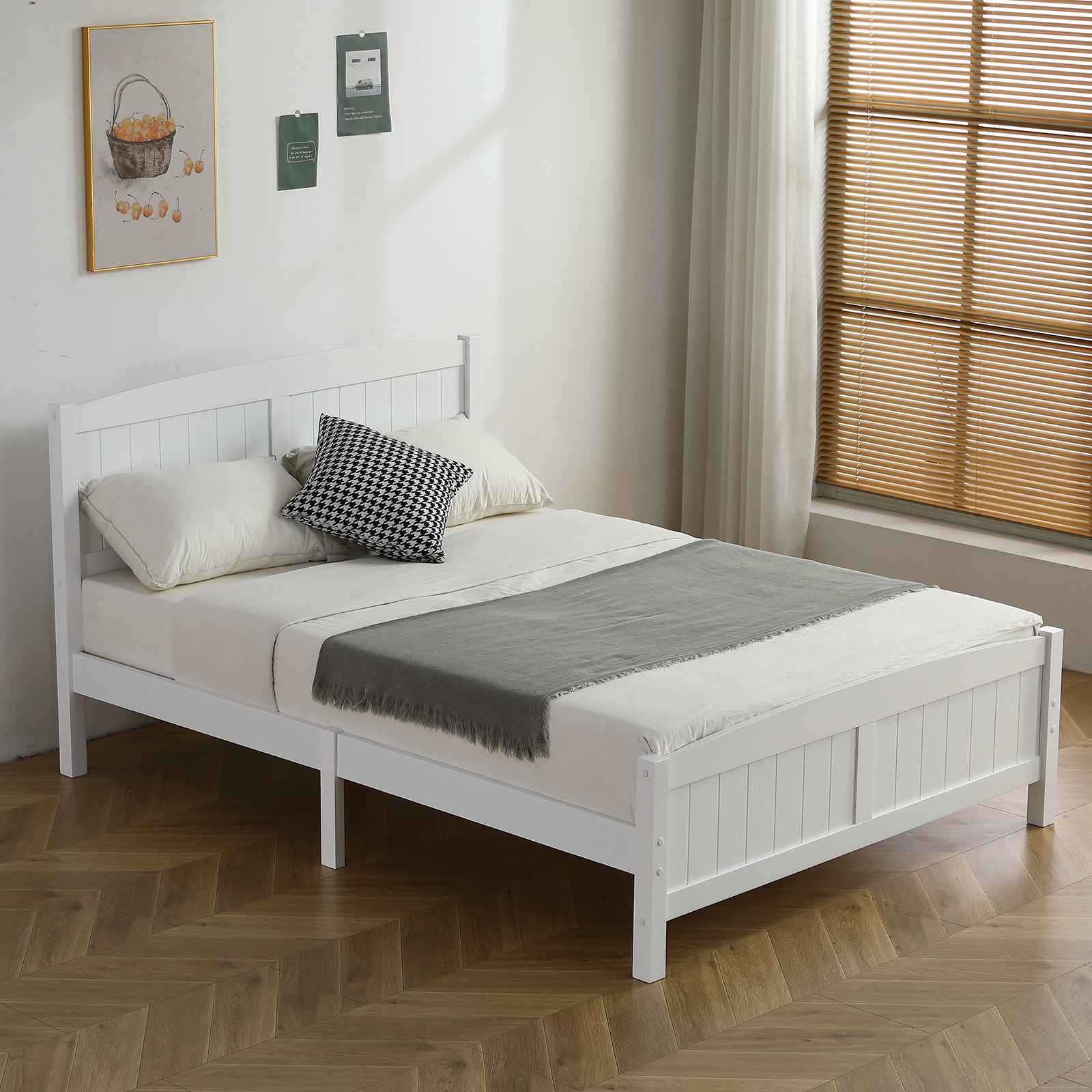 Winado White Full Wood Bed Frame in the Beds department at Lowes.com